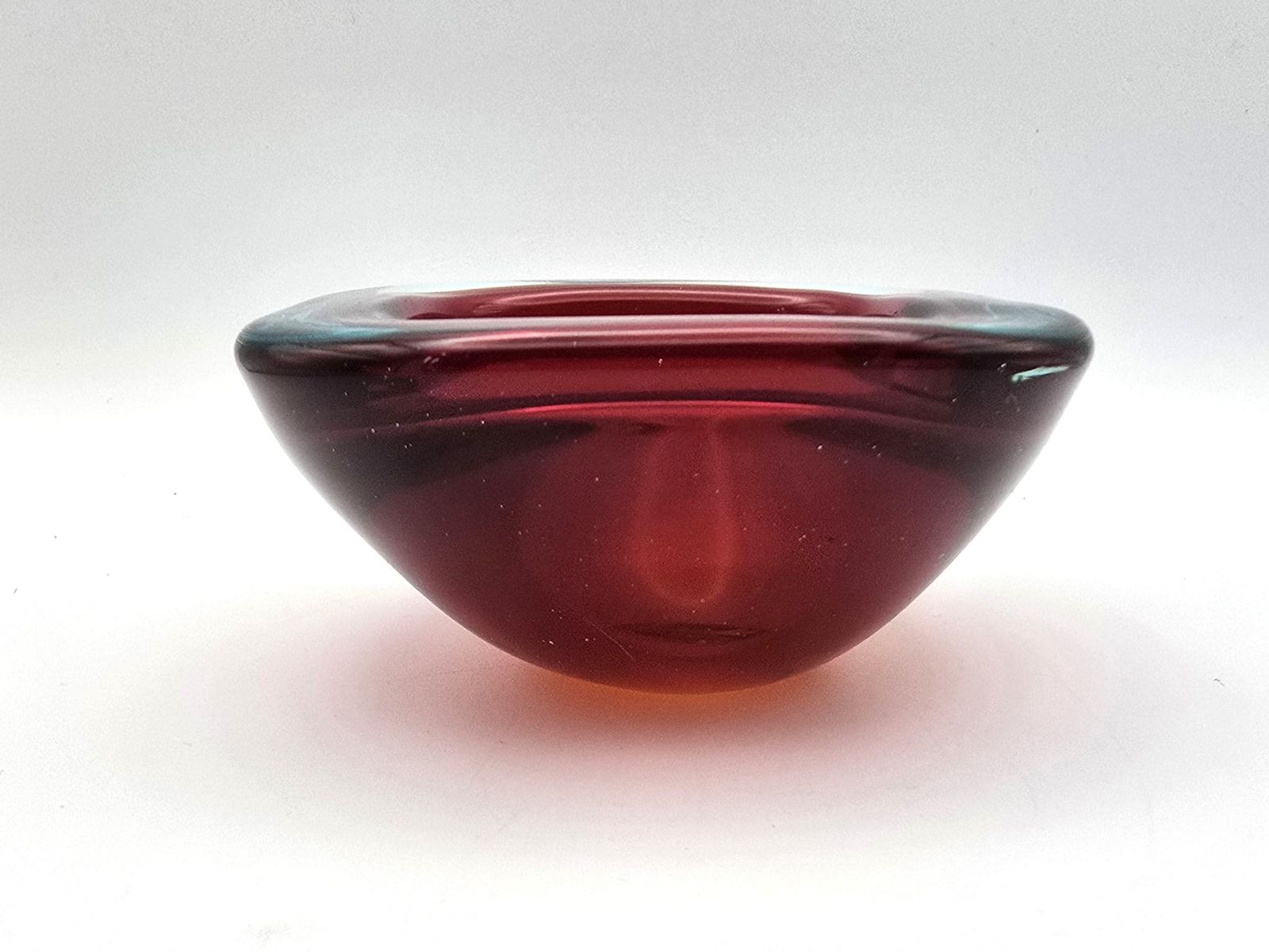 Vintage Murano Glass Geode Bowl – Red & Teal Italian Art Glass Ash Tray photo buy