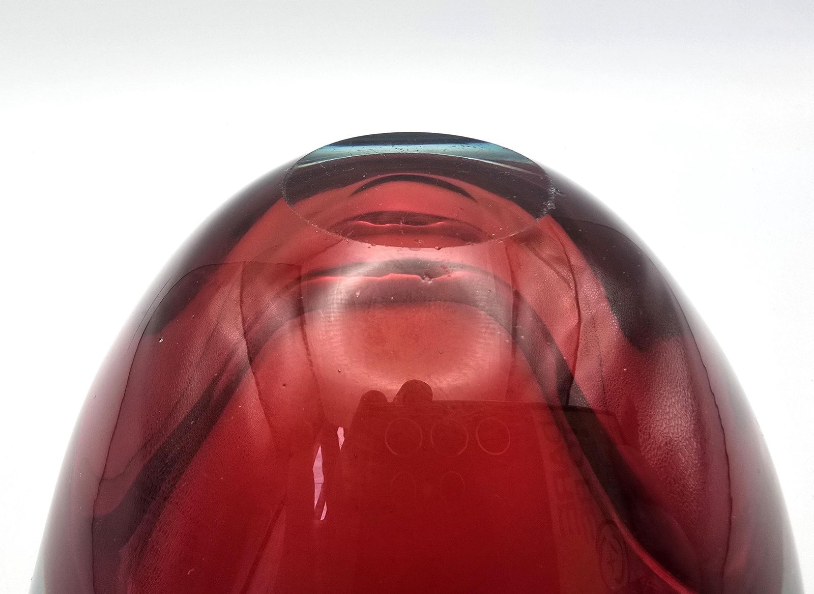 photo furniture Vintage Murano Glass Geode Bowl – Red & Teal Italian Art Glass Ash Tray