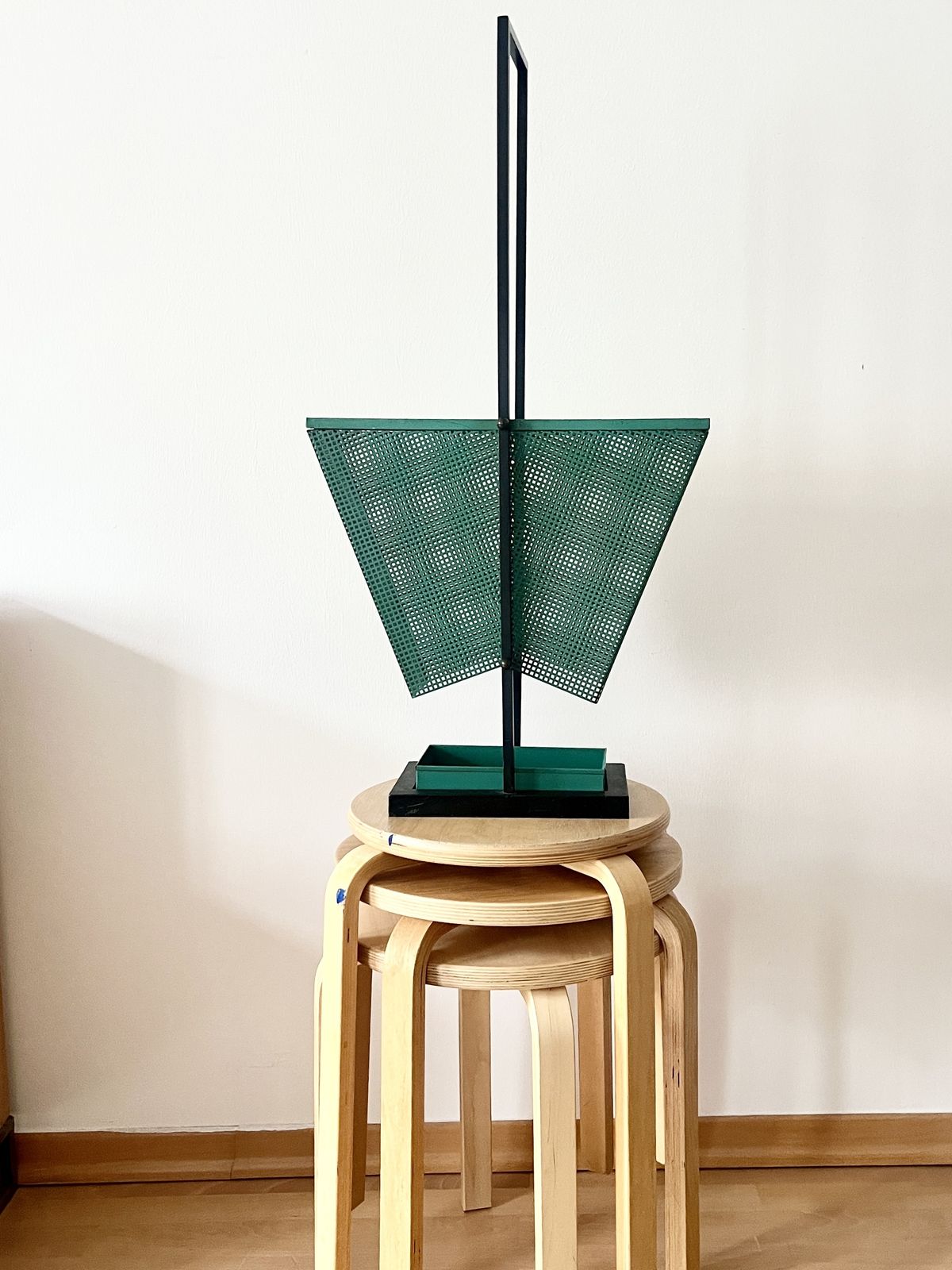 Vintage Green And Black Metal Umbrella Stand, Rockabilly Style, 1950s photo vintage