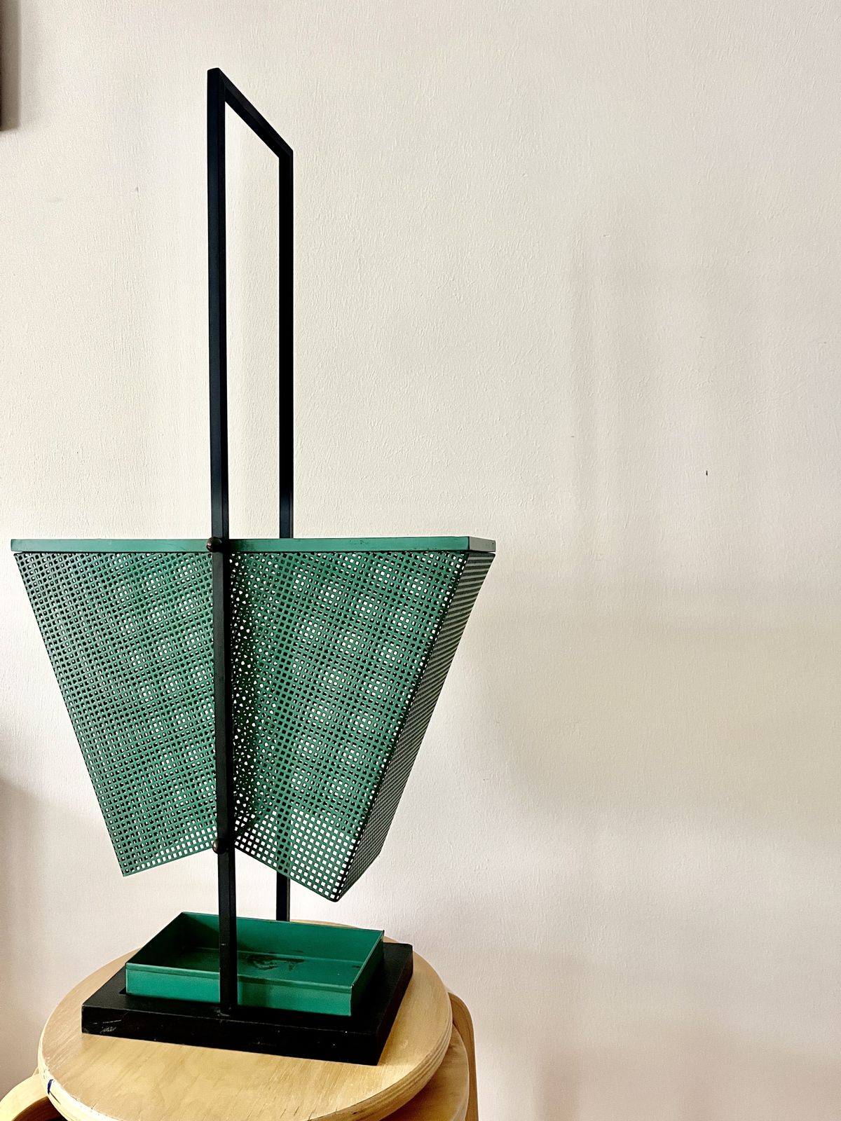 photo furniture Vintage Green And Black Metal Umbrella Stand, Rockabilly Style, 1950s