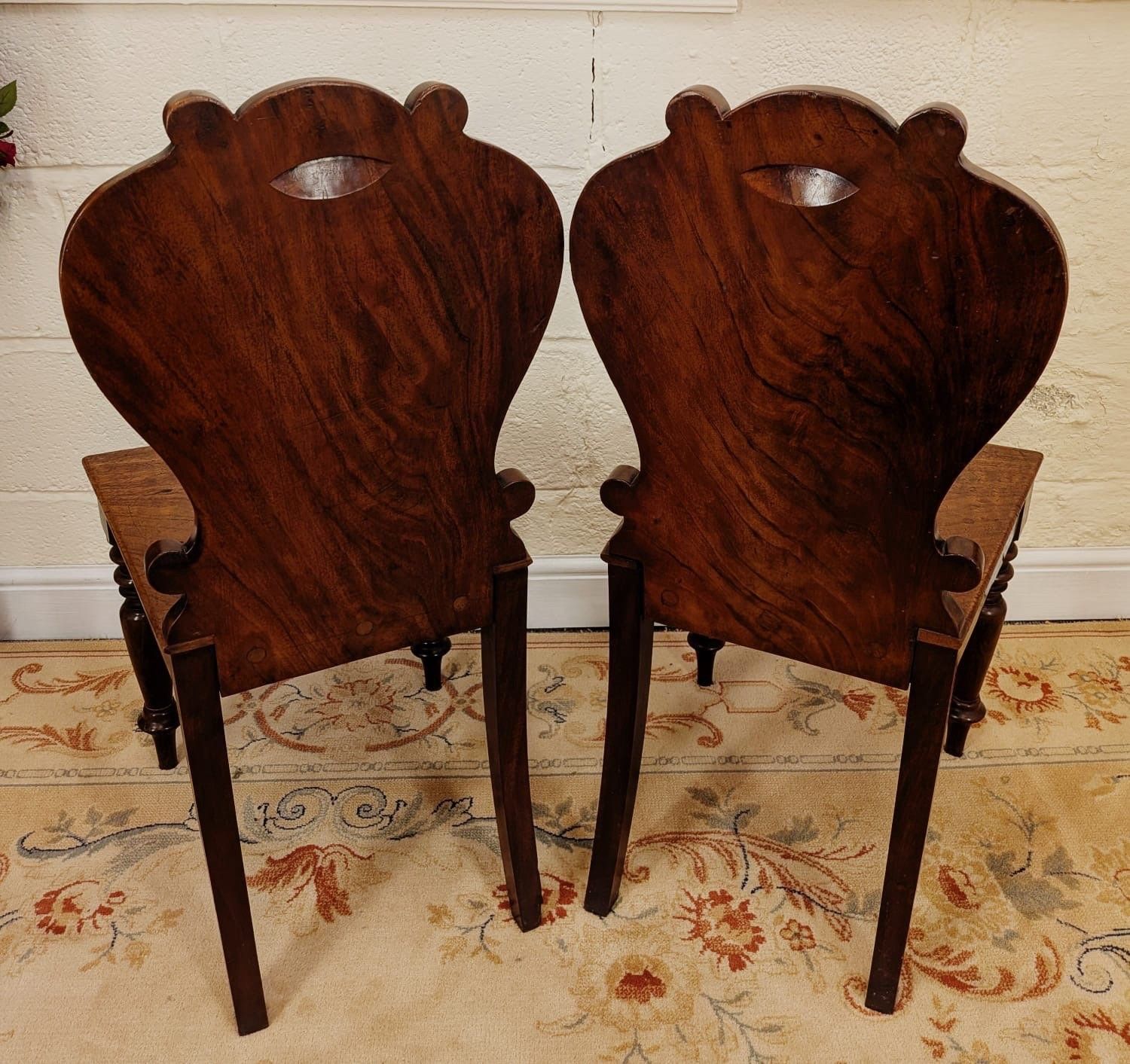 Pair Of Victorian Mahogany Shielded Back Hall Chairs photo vinterior