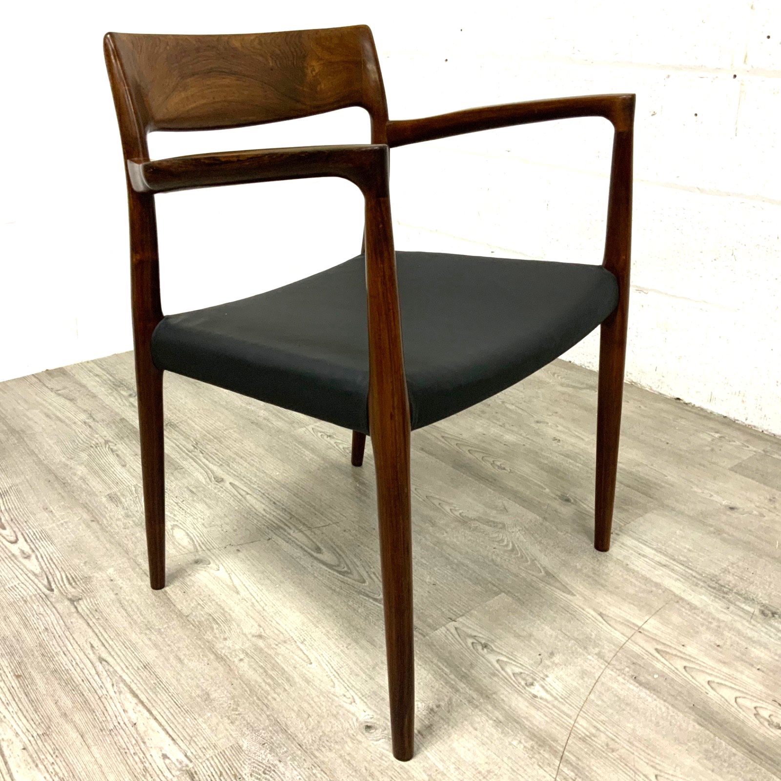 Neil’s Otto Moller Danish Rosewood Model 57 Office Library Chair   Black Leather photo vintage