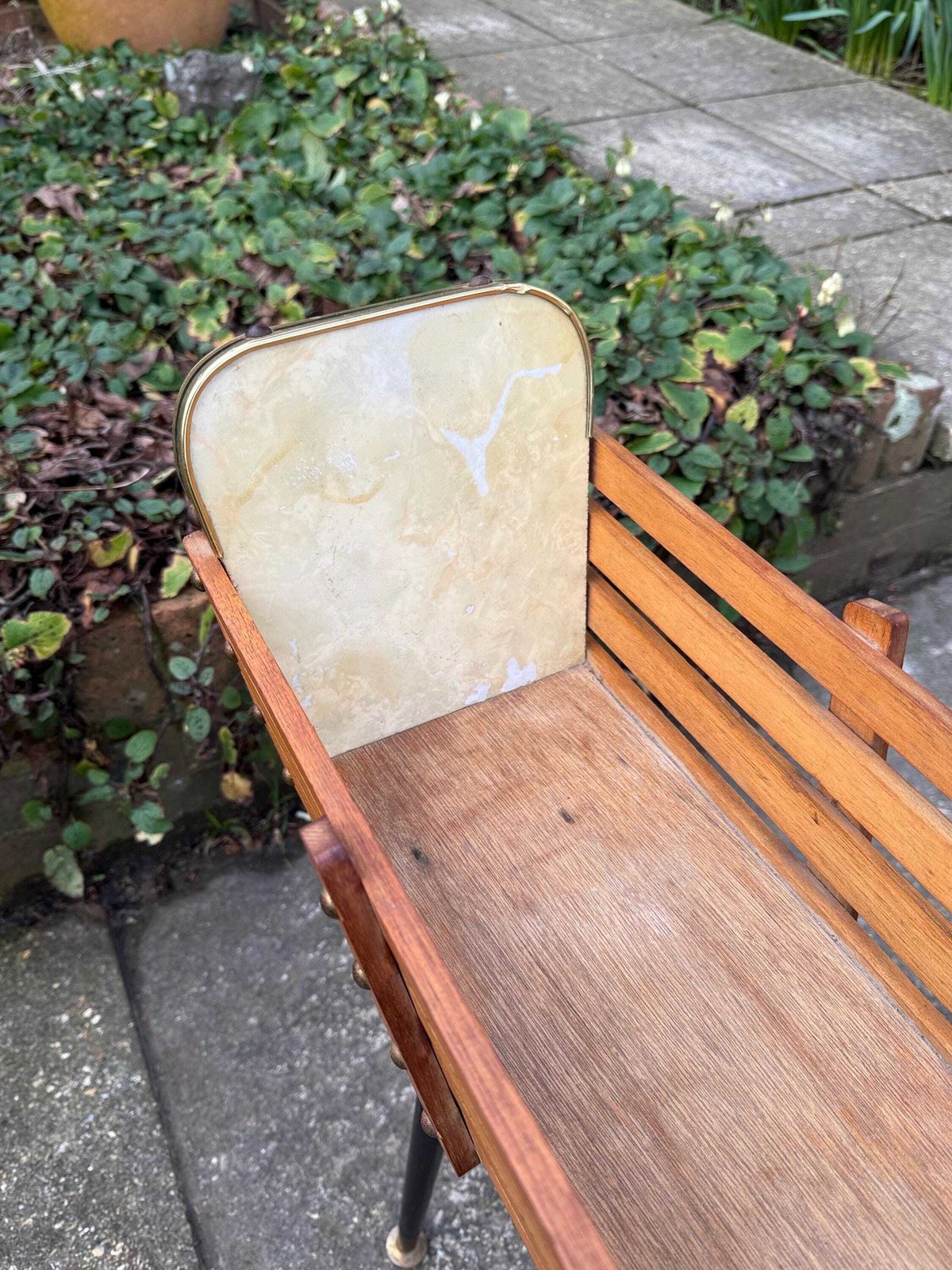 photo for sale Mid Century / Retro Wooden Plant Stand On Tapered Black Painted Legs, 1960s–1970s