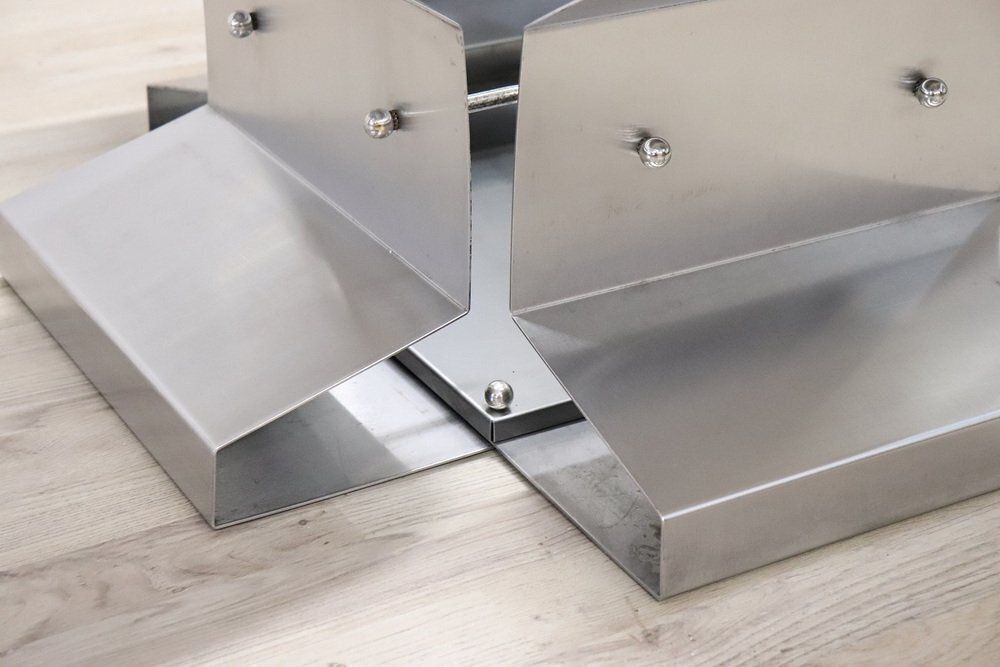 Coffee Table In Steel And Glass, 1970s photo for sale