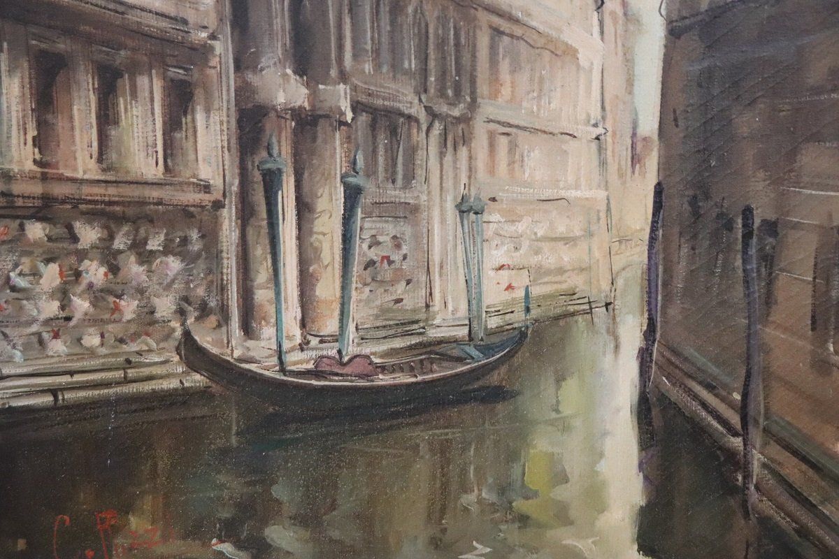photo for sale C. Rizzi, Venice The Bridge Of Sighs, Oil Painting On Canvas, 20th Century, Framed