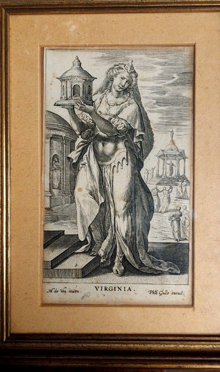 Philip Galle (1537 1612) "Virginia" Bulino Engraving photo Art