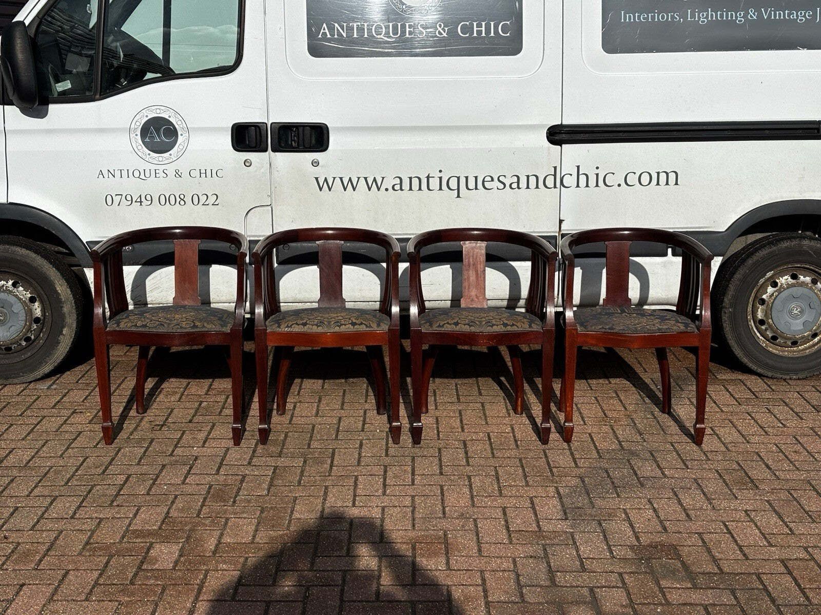 Edwardian Set Of 4 Mahogany Hotel Foyer Chairs. photo 812.0