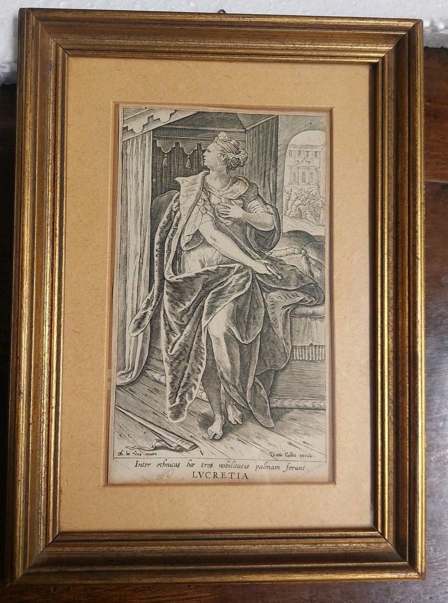 Philip Galle (1537 1612) "Lucretia" Bulino Engraving