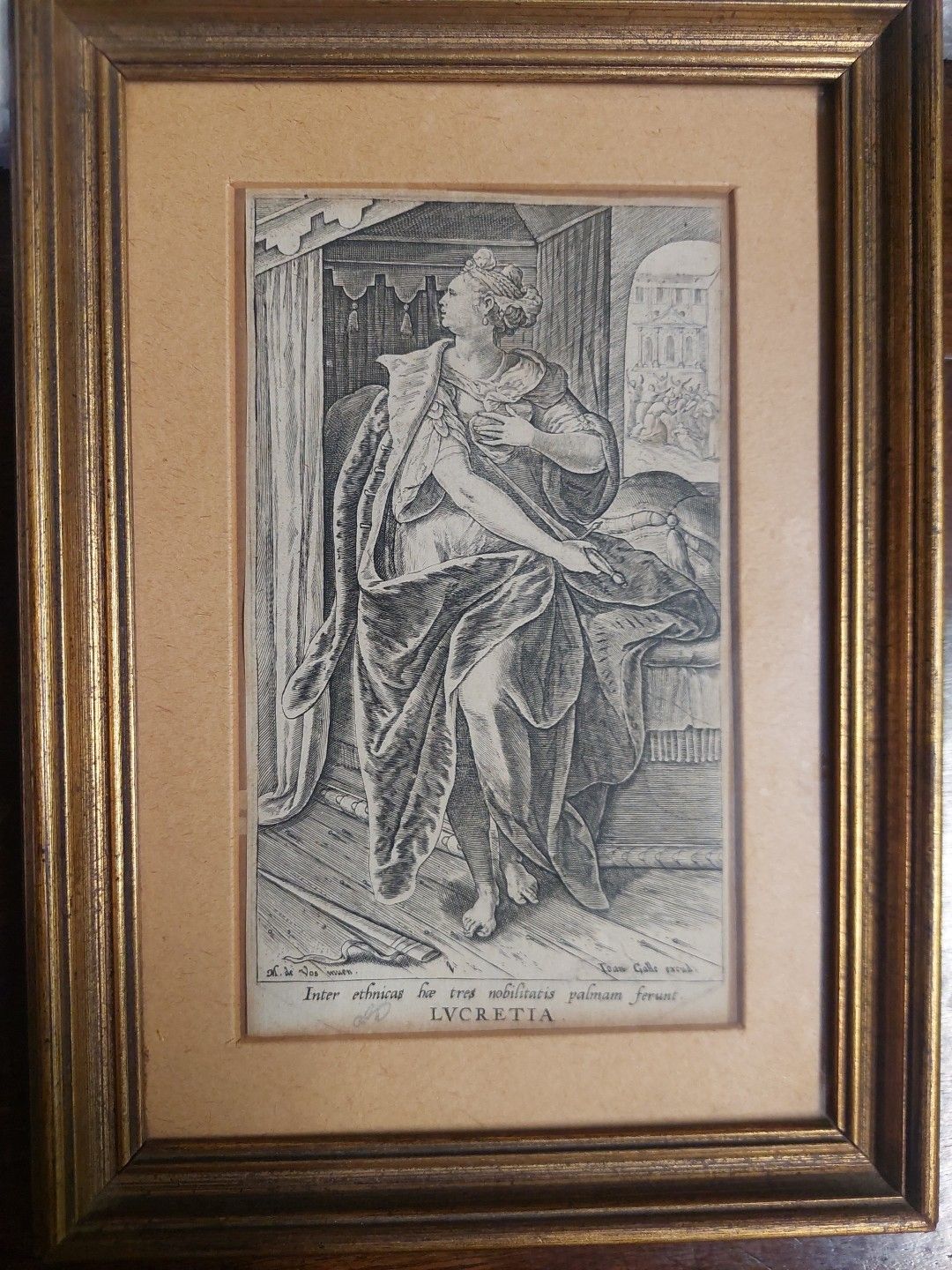 Philip Galle (1537 1612) "Lucretia" Bulino Engraving photo vintage