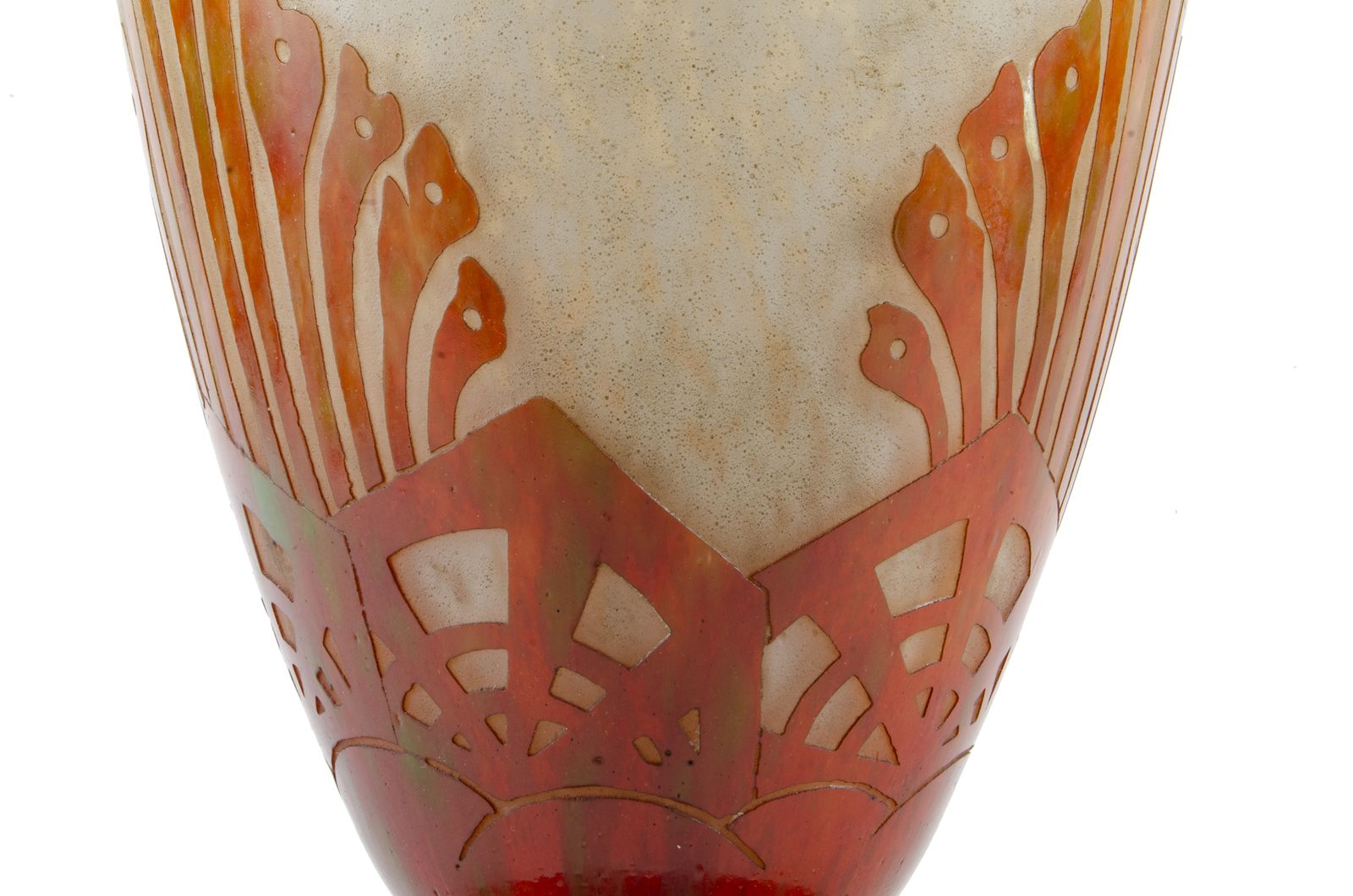 1920s Art Déco French Le Verre Français Frosted Glass Vase With Algae Pattern Decoration Designed By Charder photo 2800.0
