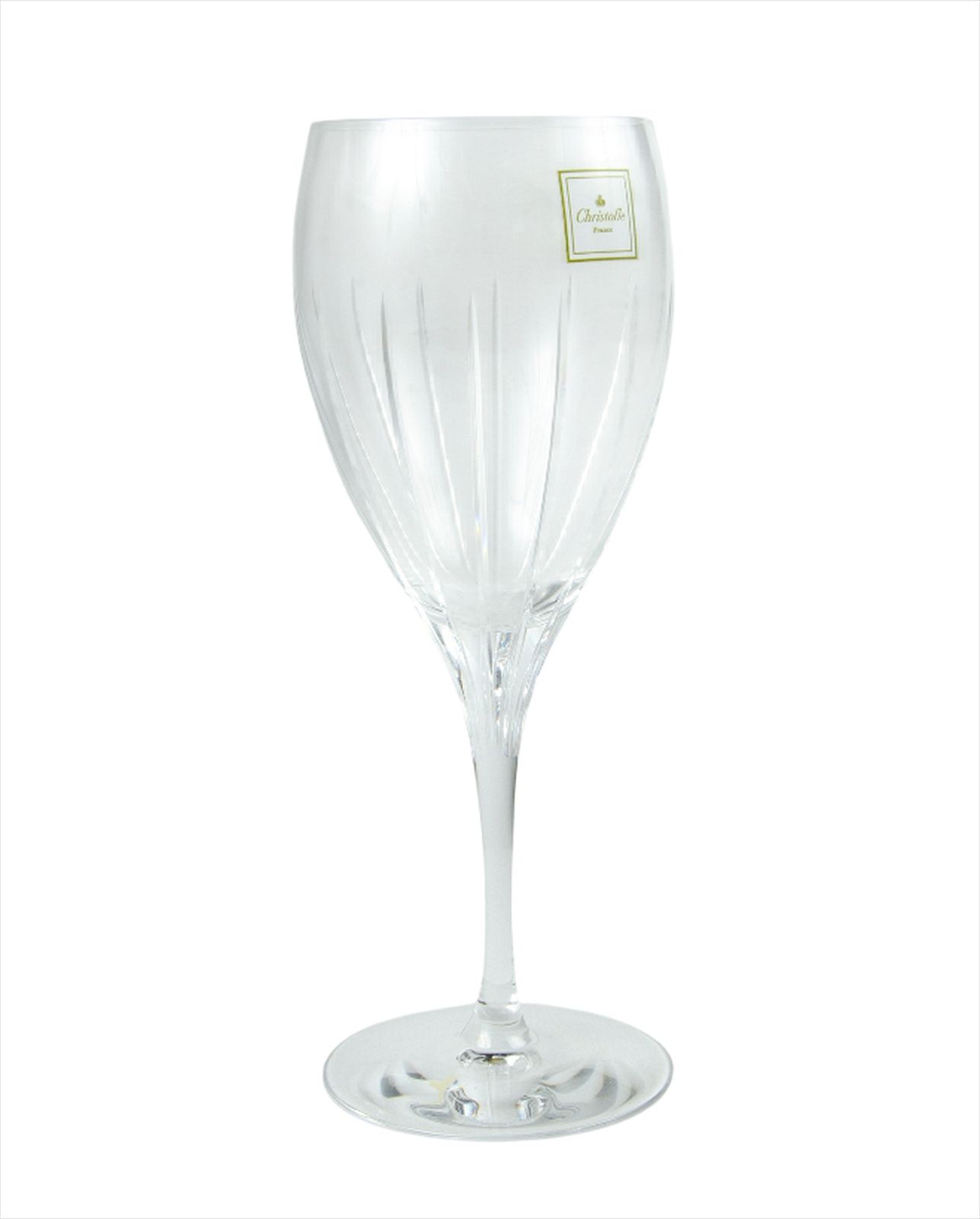 Set Of Six 1990s Blown Crystal White Wine Glasses From The 'Iriana' Collection With Box By Christofle, France photo for sale