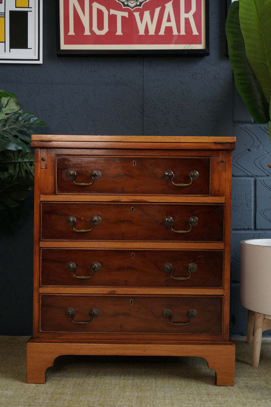 Antique Yew Wood Bureau — Georgian Style Elegance