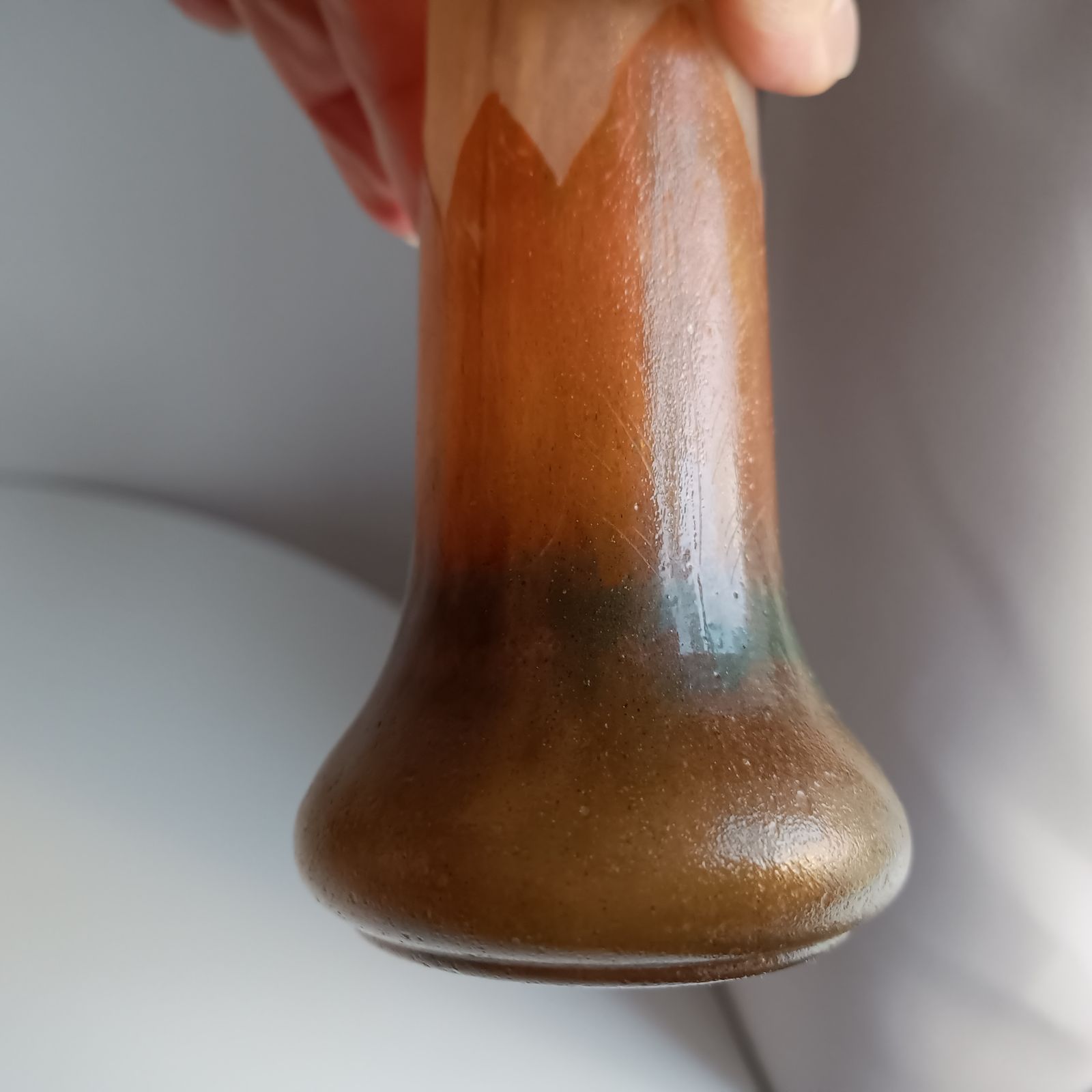 French Art Nouveau Cameo Glass Solifleur Vase, Nancy School C.1900 – Satin Etched, Earth Tones photo 135.0