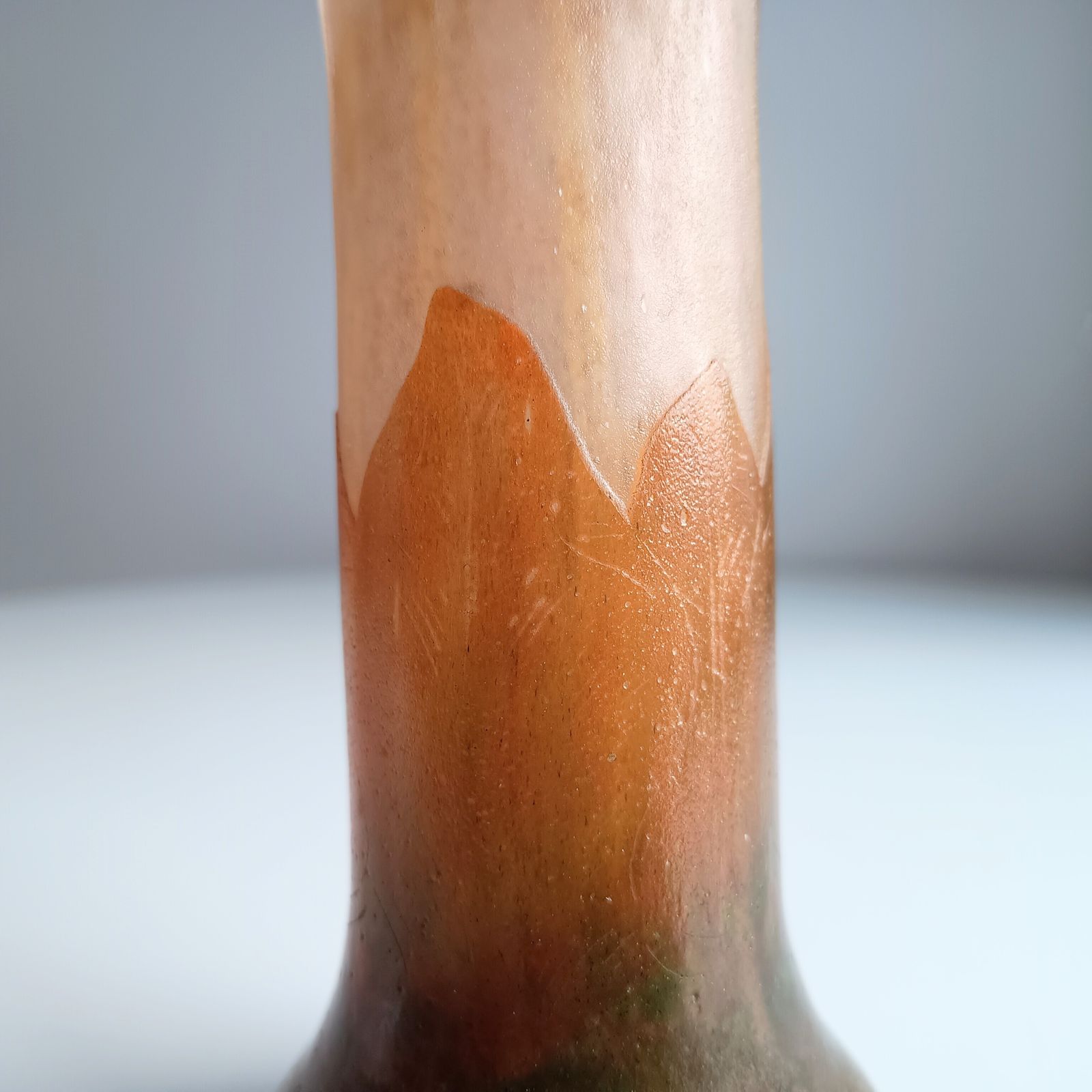 Home Decor French Art Nouveau Cameo Glass Solifleur Vase, Nancy School C.1900 – Satin Etched, Earth Tones photo