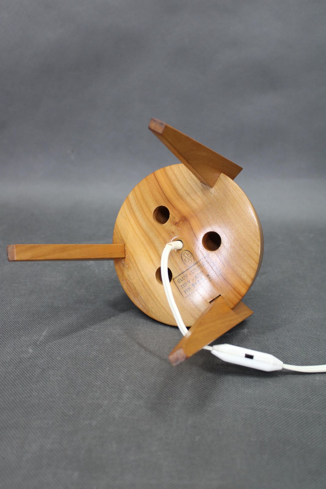 Mid Century Czech Uluv Table Lamp In Maple Wood And Glass, 1960s photo vinterior