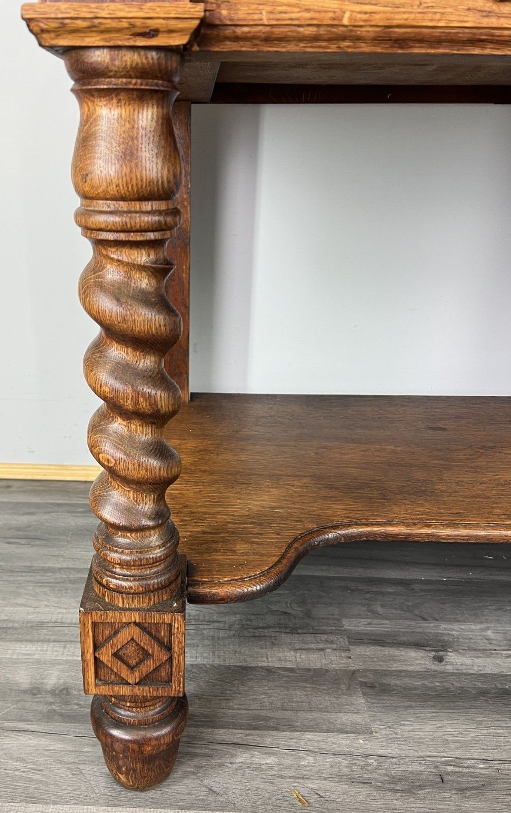 photo furniture Cabinet Antique French Style Oak Carved Table With Two Drawers Lot 4800