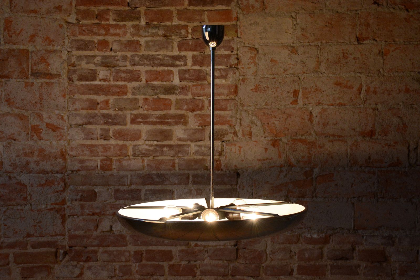Restored Bauhaus Pendant, By J. Hurka For Napako, Chrome, Glass, Czech, 1920s photo buy