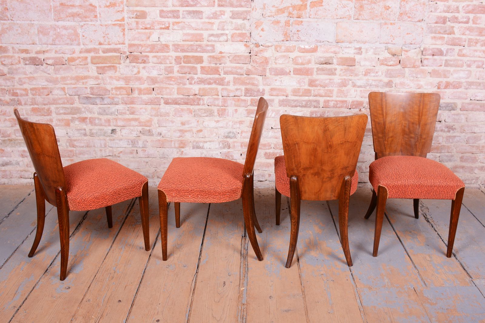 Set Of 4 Original Art Deco Chairs, J. Halabala, Up Zavody, Walnut, Czech, 1940s photo furniture