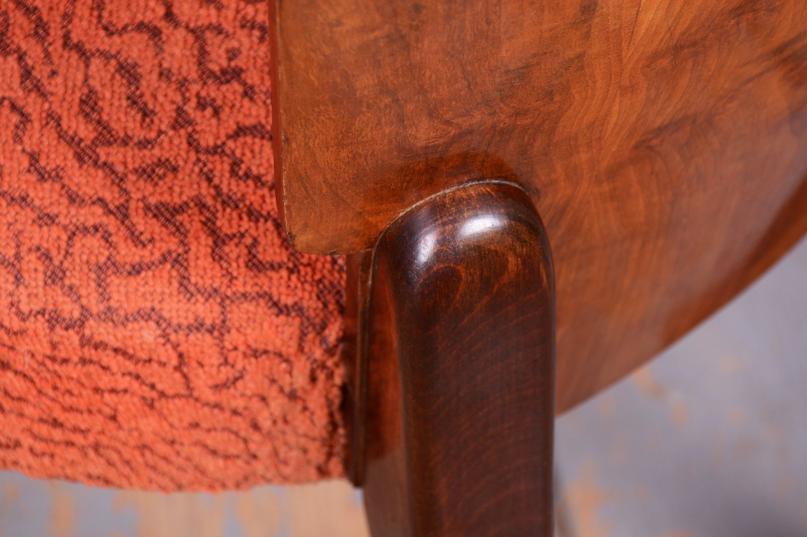 photo furniture Set Of 4 Original Art Deco Chairs, J. Halabala, Up Zavody, Walnut, Czech, 1940s