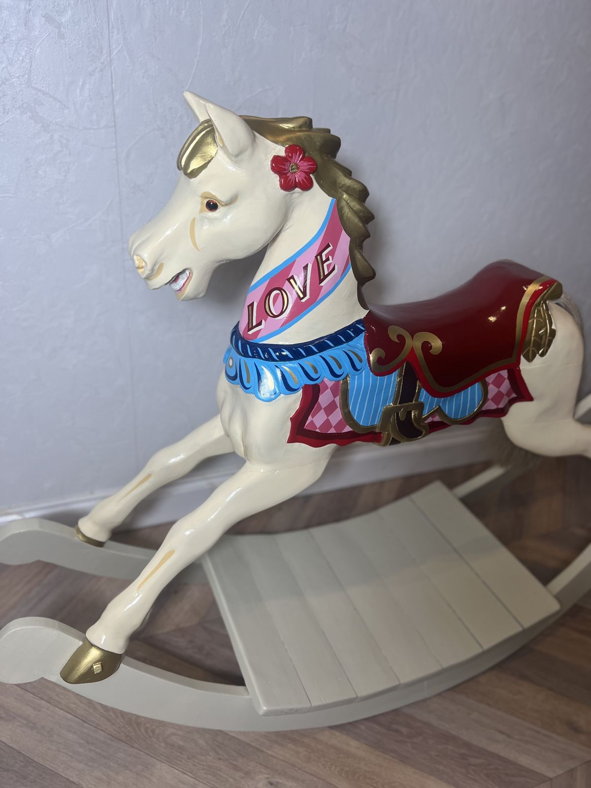 Rare Decorative Carousel Horse Mounted On Rocking Base photo 750.0