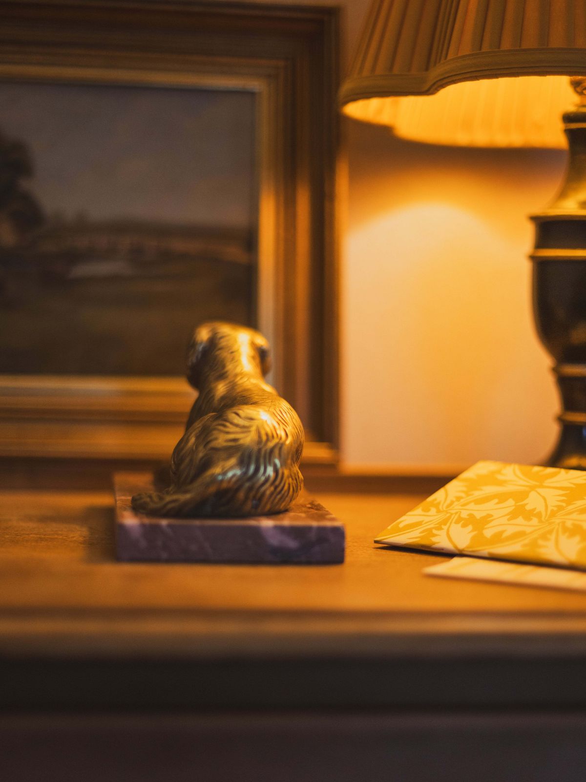 A 19th Century Gilt Bronze Study Of A Reclining Labrador Dog On A Rouge Marble Base photo vintage