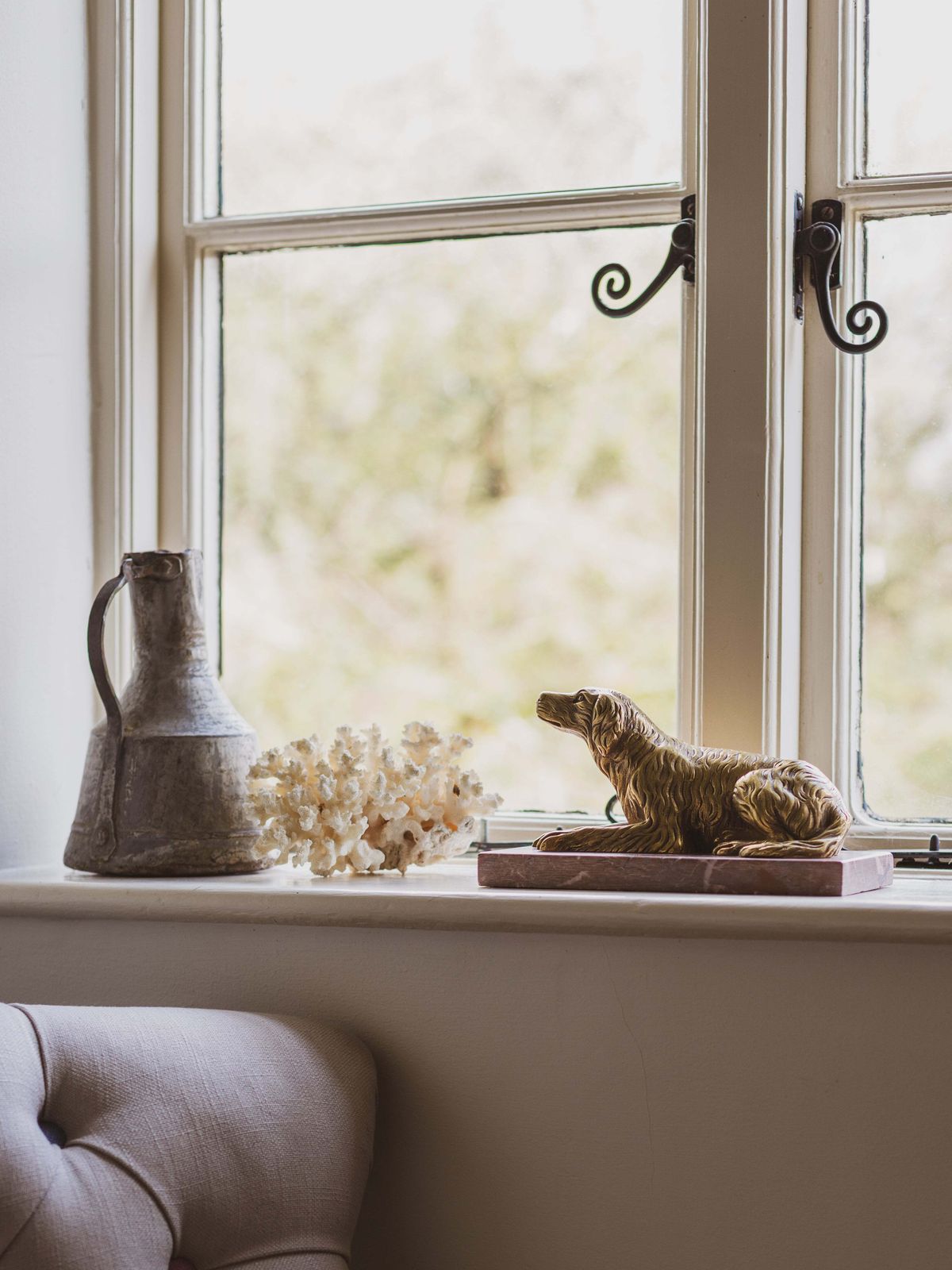photo for sale A 19th Century Gilt Bronze Study Of A Reclining Labrador Dog On A Rouge Marble Base