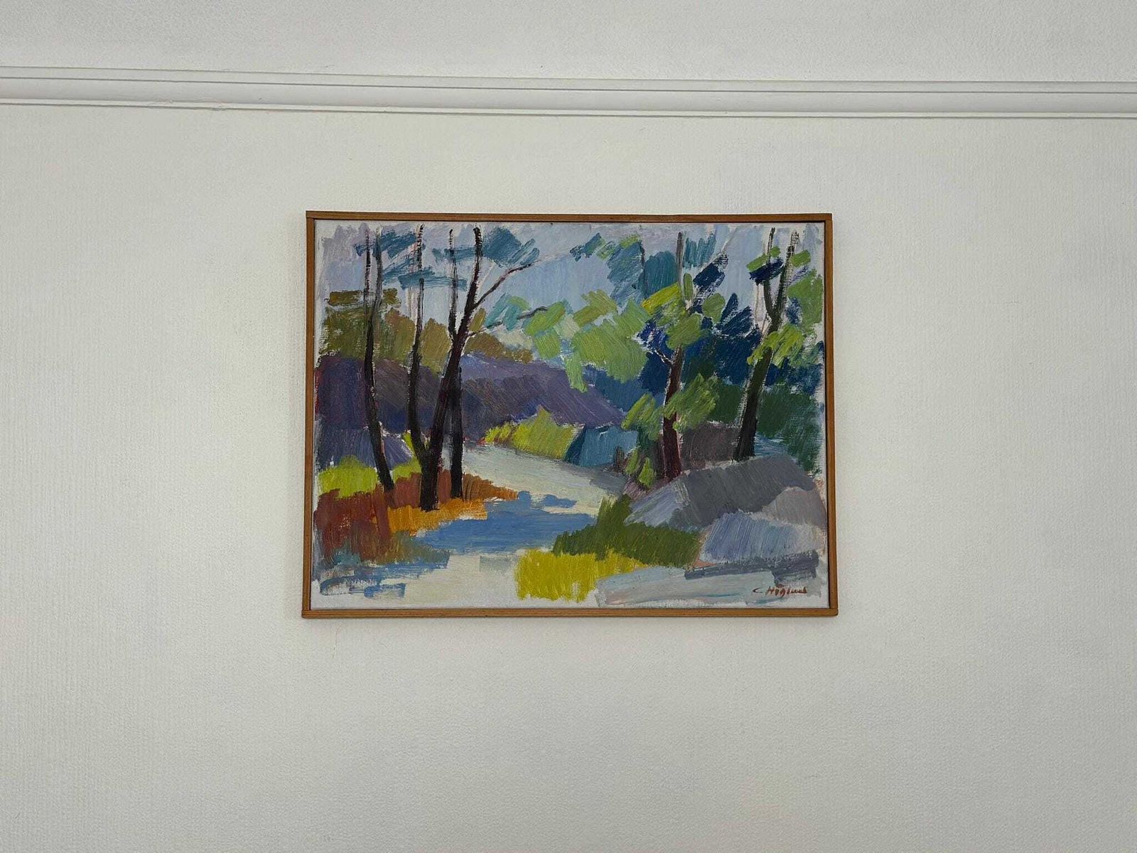 photo furniture Original Swedish Oil On Canvas – “Saltsjöbadssommer” By Gustaf Höglund – 1969  – Vintage & Framed – 51 × 67 Cm (20.1" × 26.4")