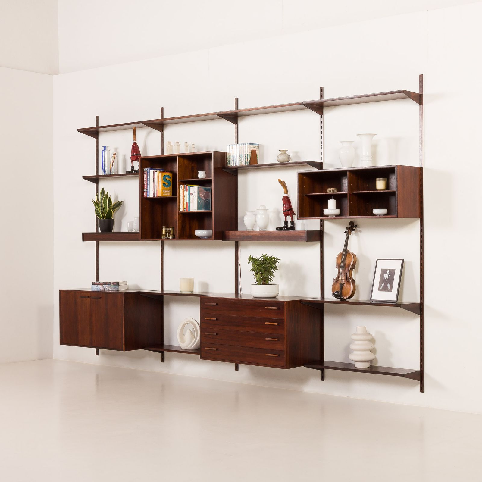 Kai Kristiansen Rosewood Wall Unit With 2 Lamps For Fm Mobler, Denmark 1960s photo furniture