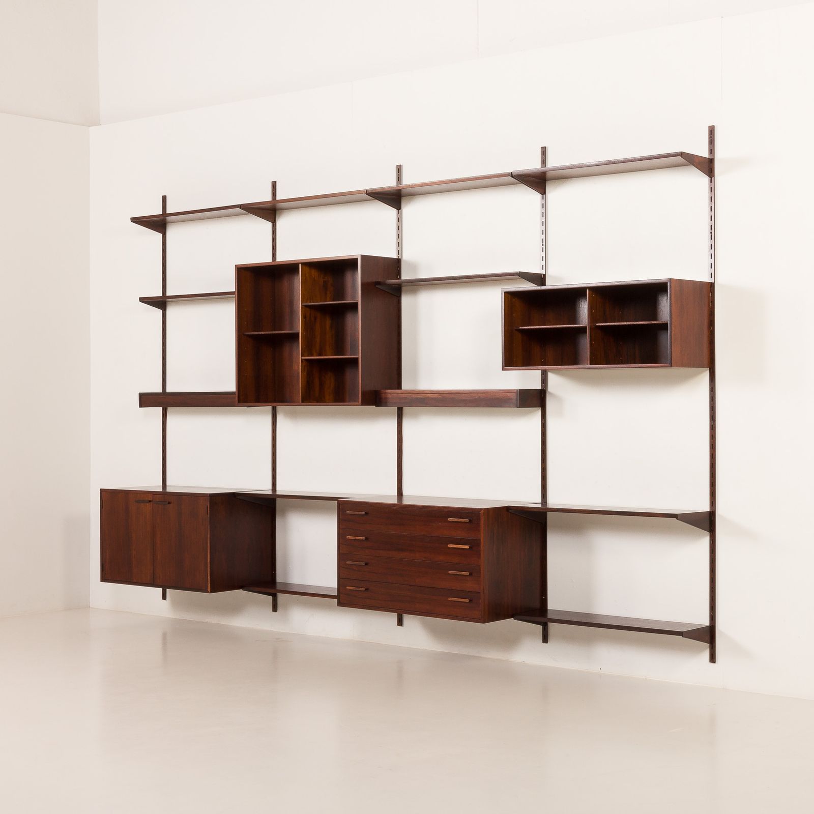Kai Kristiansen Rosewood Wall Unit With 2 Lamps For Fm Mobler, Denmark 1960s photo Furniture