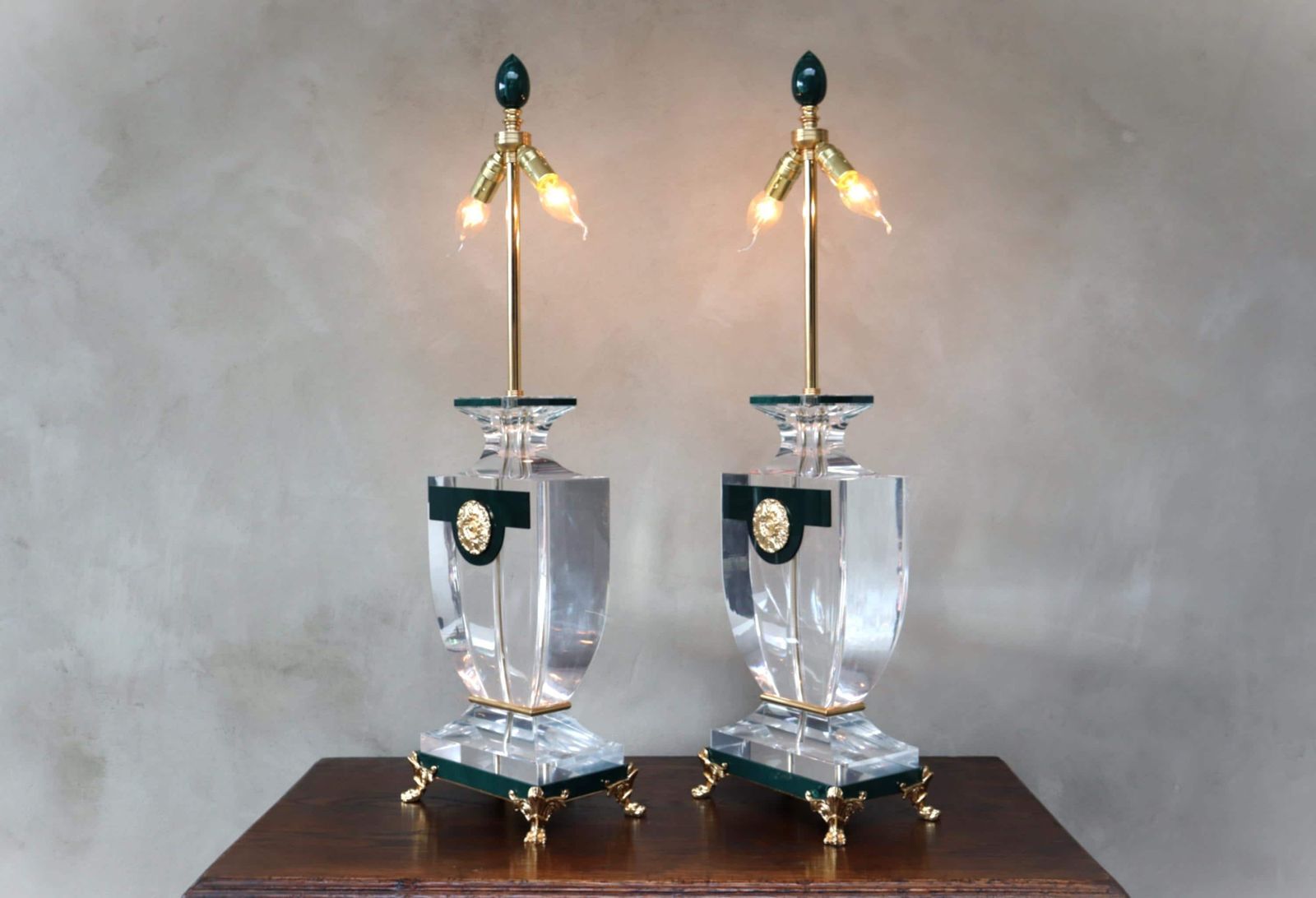 Pair Of Neoclassical Lucite Table Lamps In The Manner Of Maison Jansen (St.) photo 1788.0