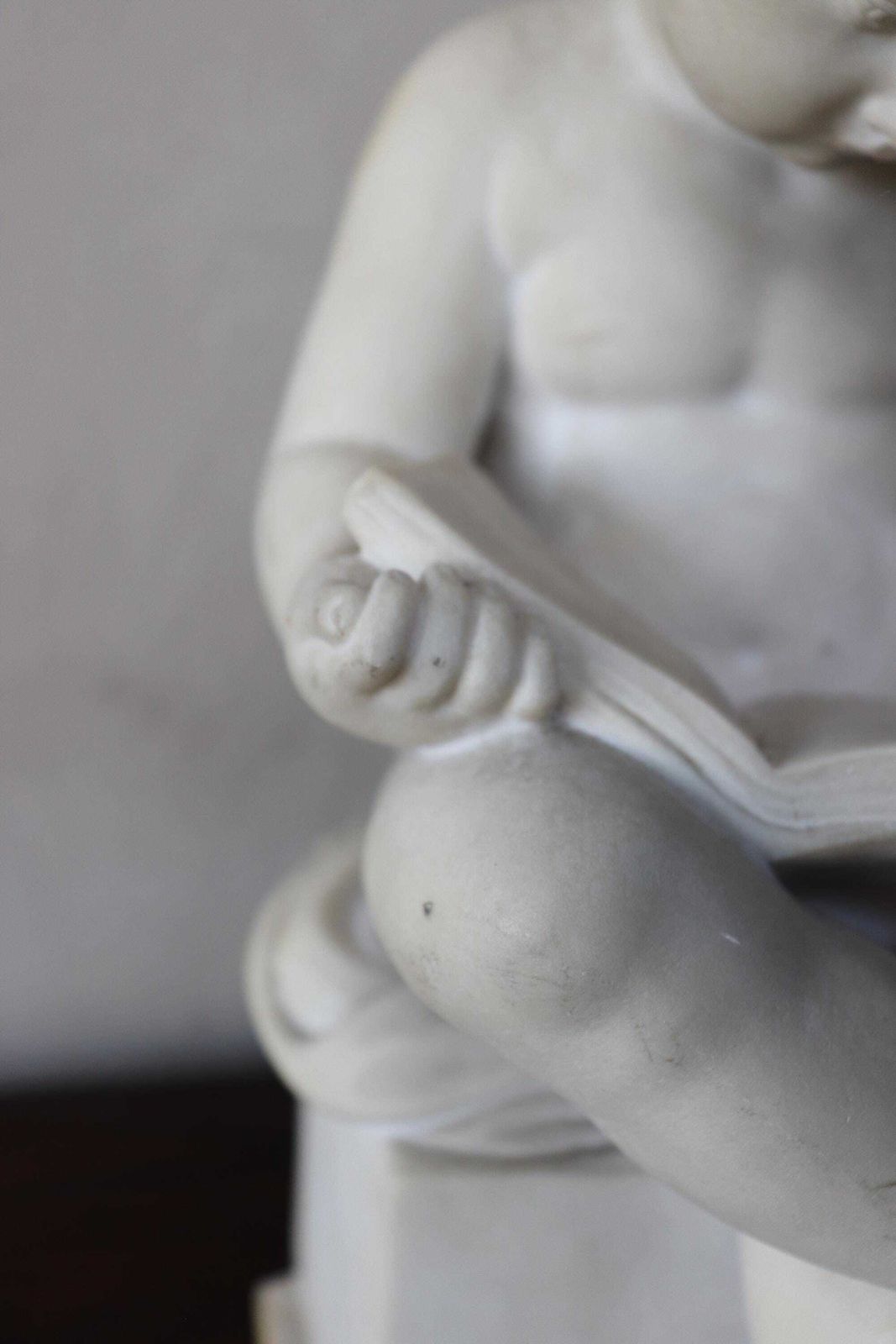 357.0 Classic Marble Statue Of A Reading Child Italian Neoclassical Sculpture Style (St.284) photo