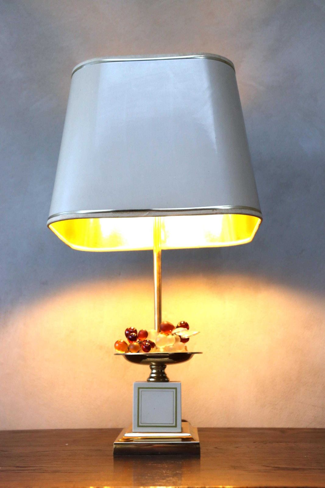 Vintage Hollywood Regency Style Fruit Lamp Attr. To Maison Le Dauphin (St.283) photo vintage