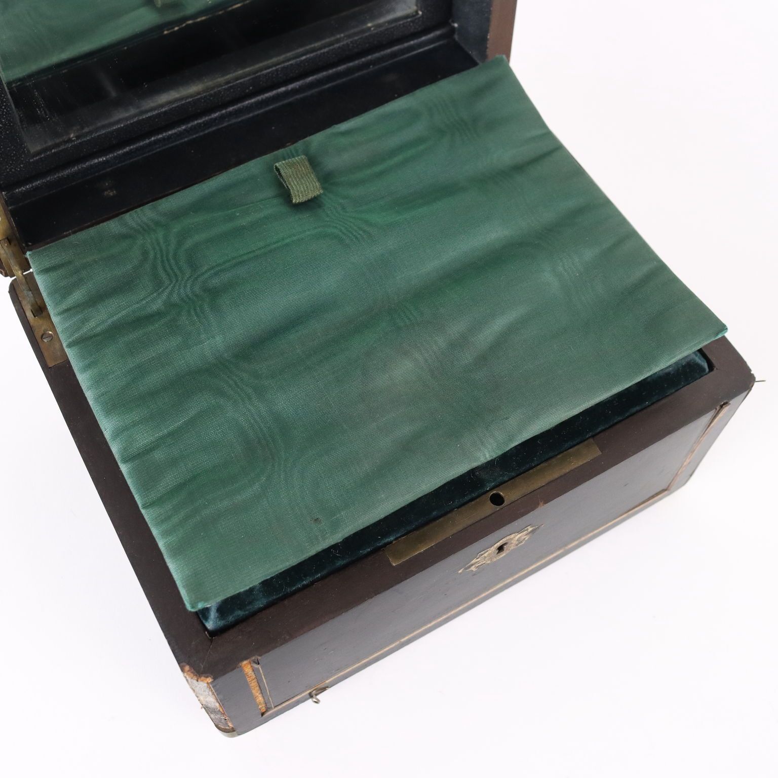 Ancient Sewing Box Last Quarter Of The XIX Century Ebony Wood Veneer photo vintage