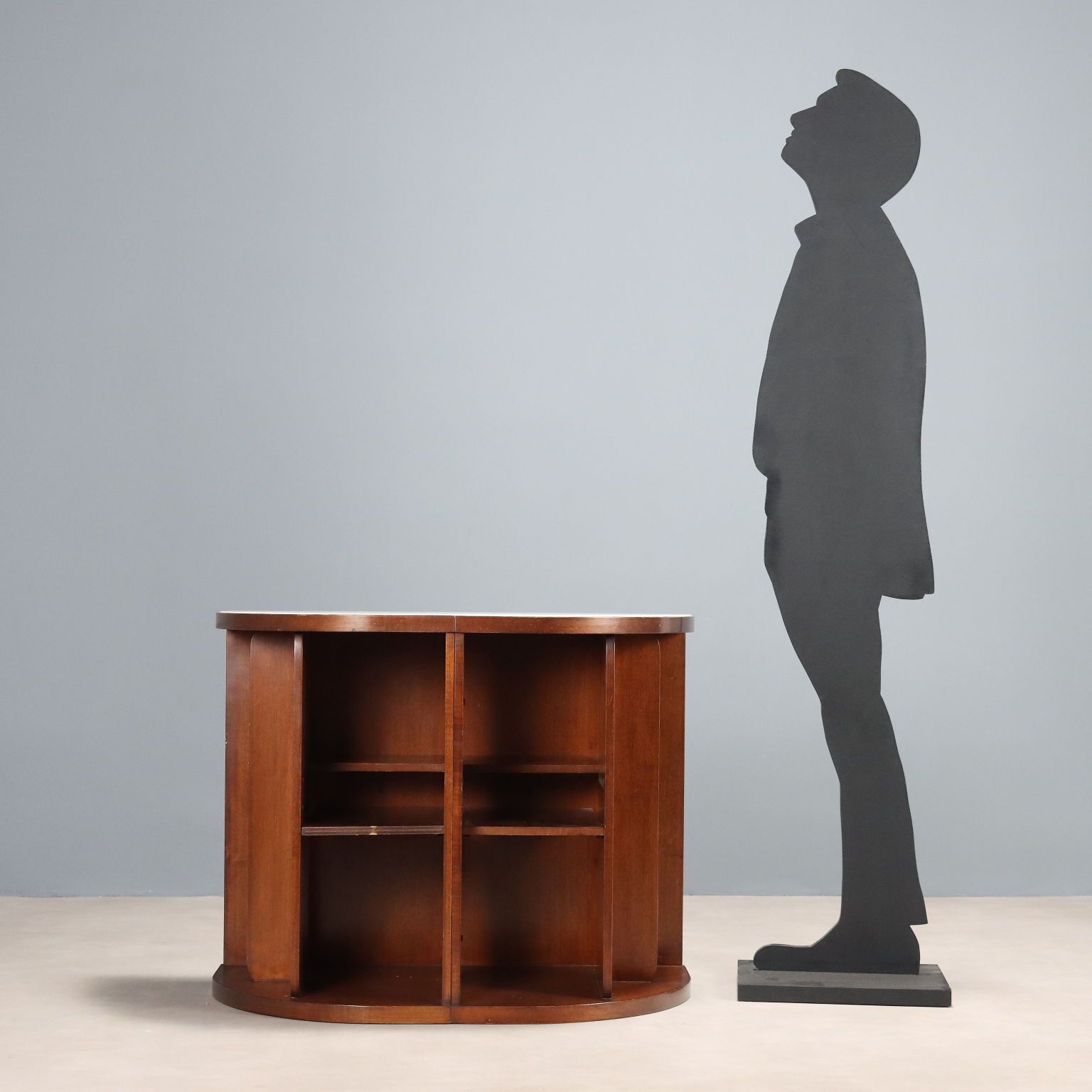 Vintage Cabinet Wood White Glass Top Design Italy 1960s 1970s photo for sale