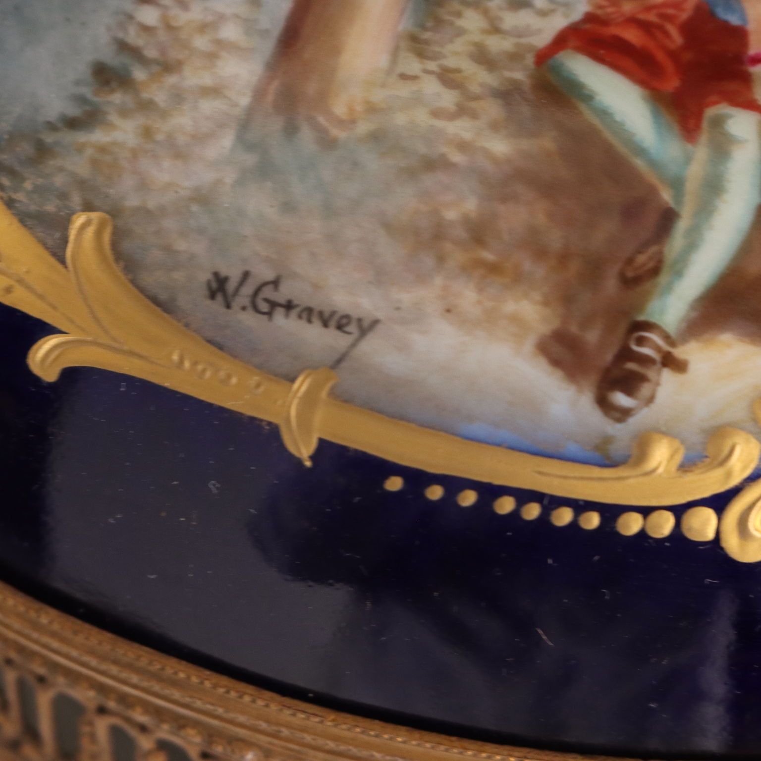 photo for sale Antique Box Bronze Cobalt Blue Porcelain France XX Century