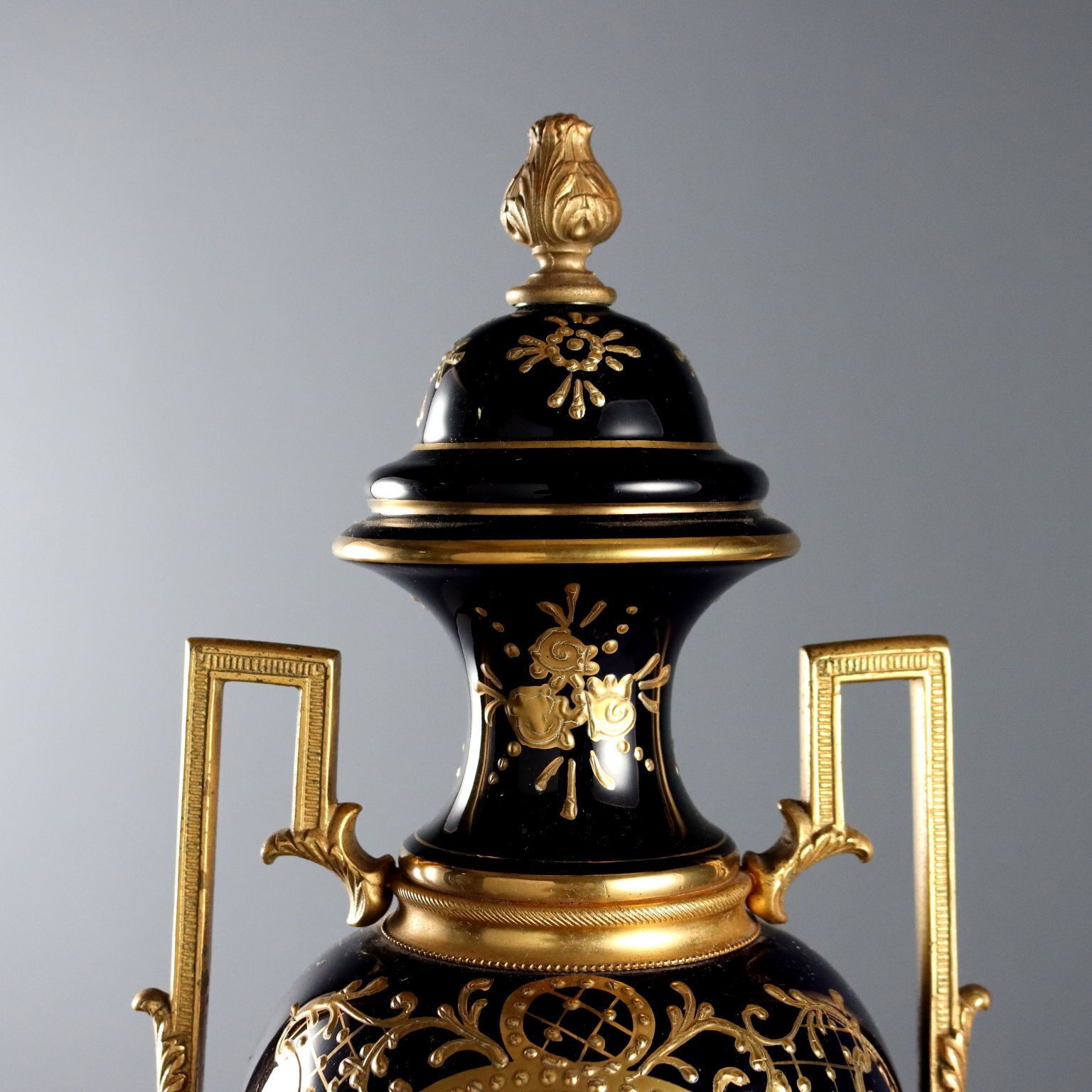 Antique Vases Porcelain Gilded Bronze Decorations XX Century photo for sale