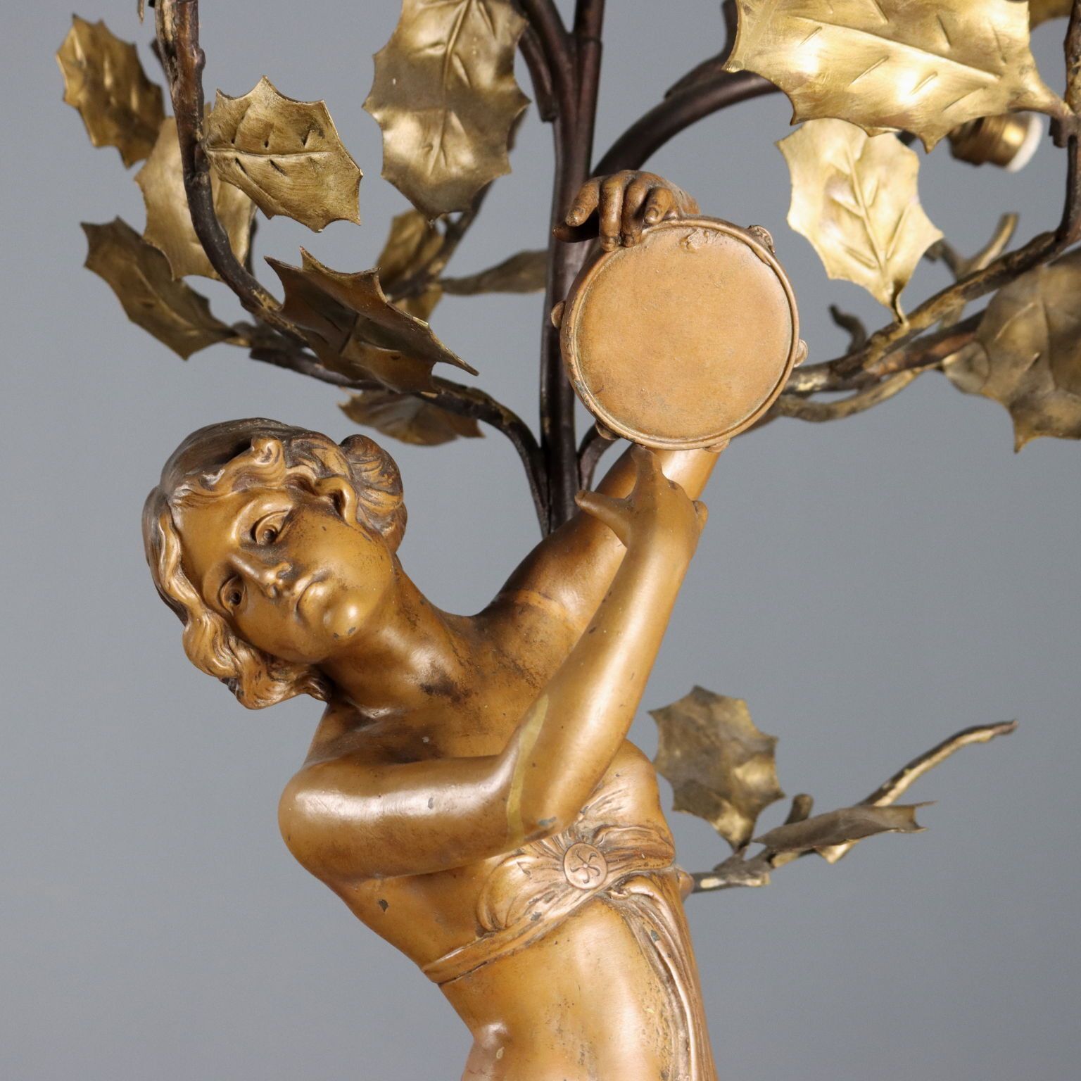Antique Lamps Lacquered Metal Wood Italy XX Century photo vintage