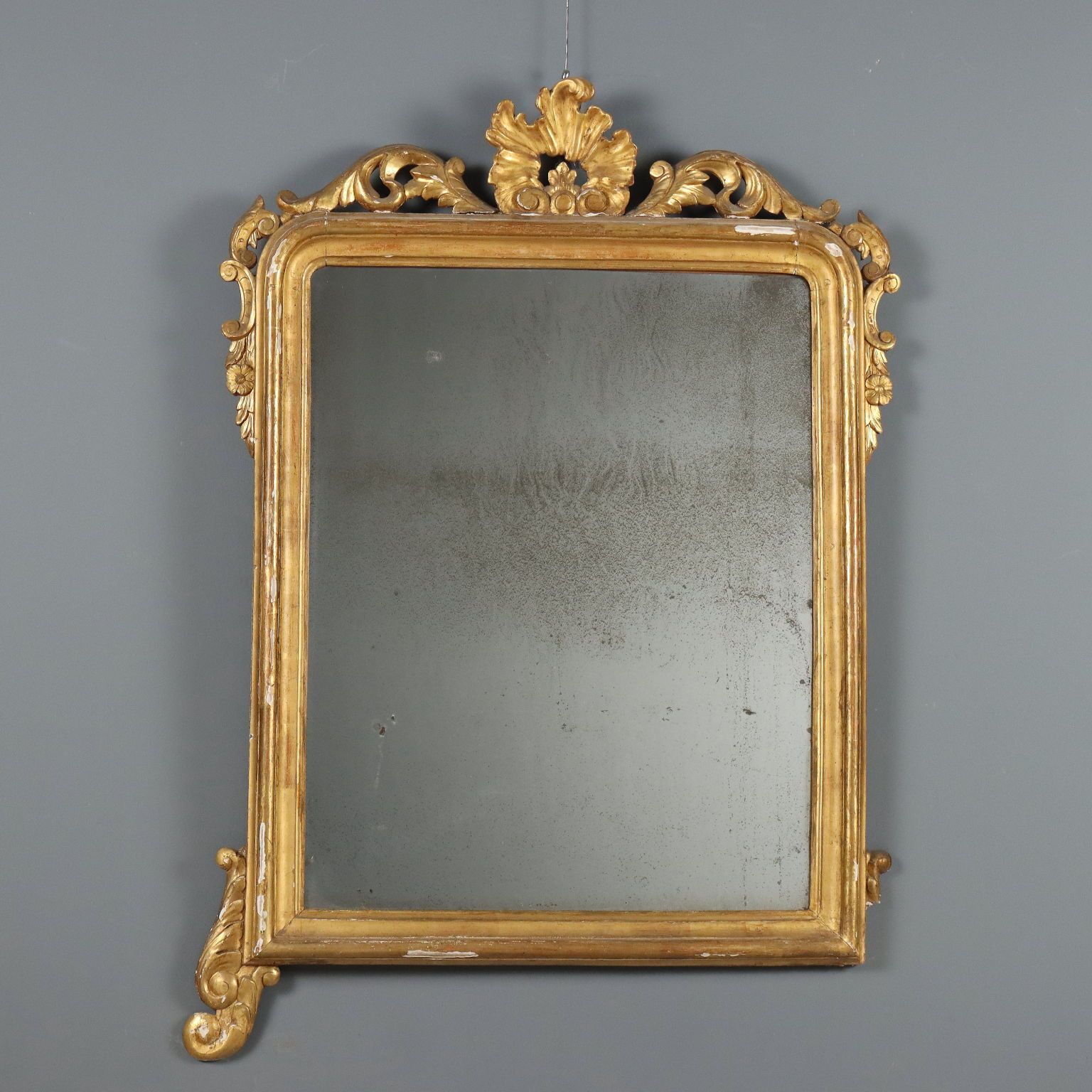 Antique Mirror Carved Gilded Wood Italy XVIII Century