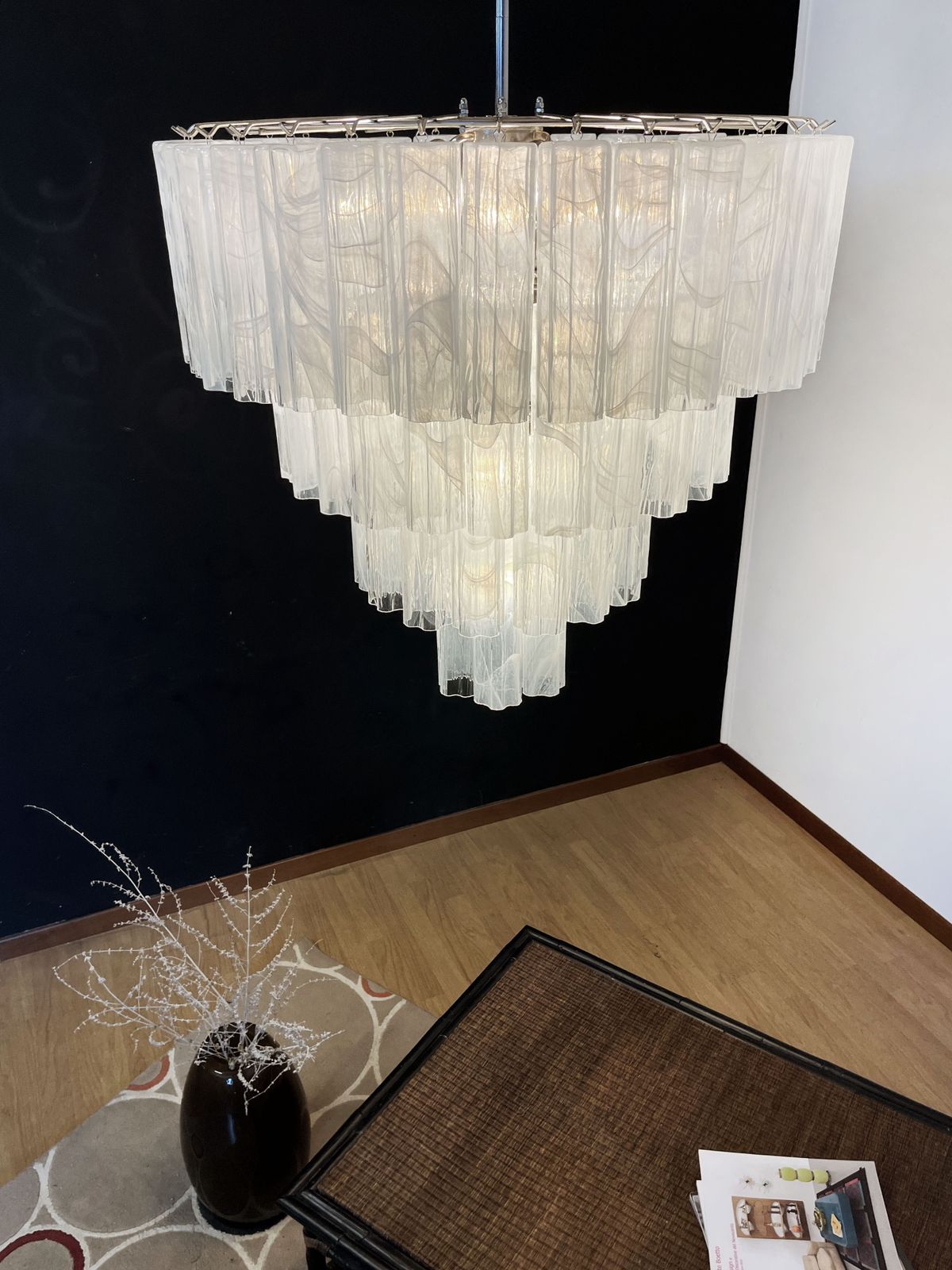 photo for sale Huge Vintage Murano Glass Tiered Chandelier   78 Alabaster White Glasses