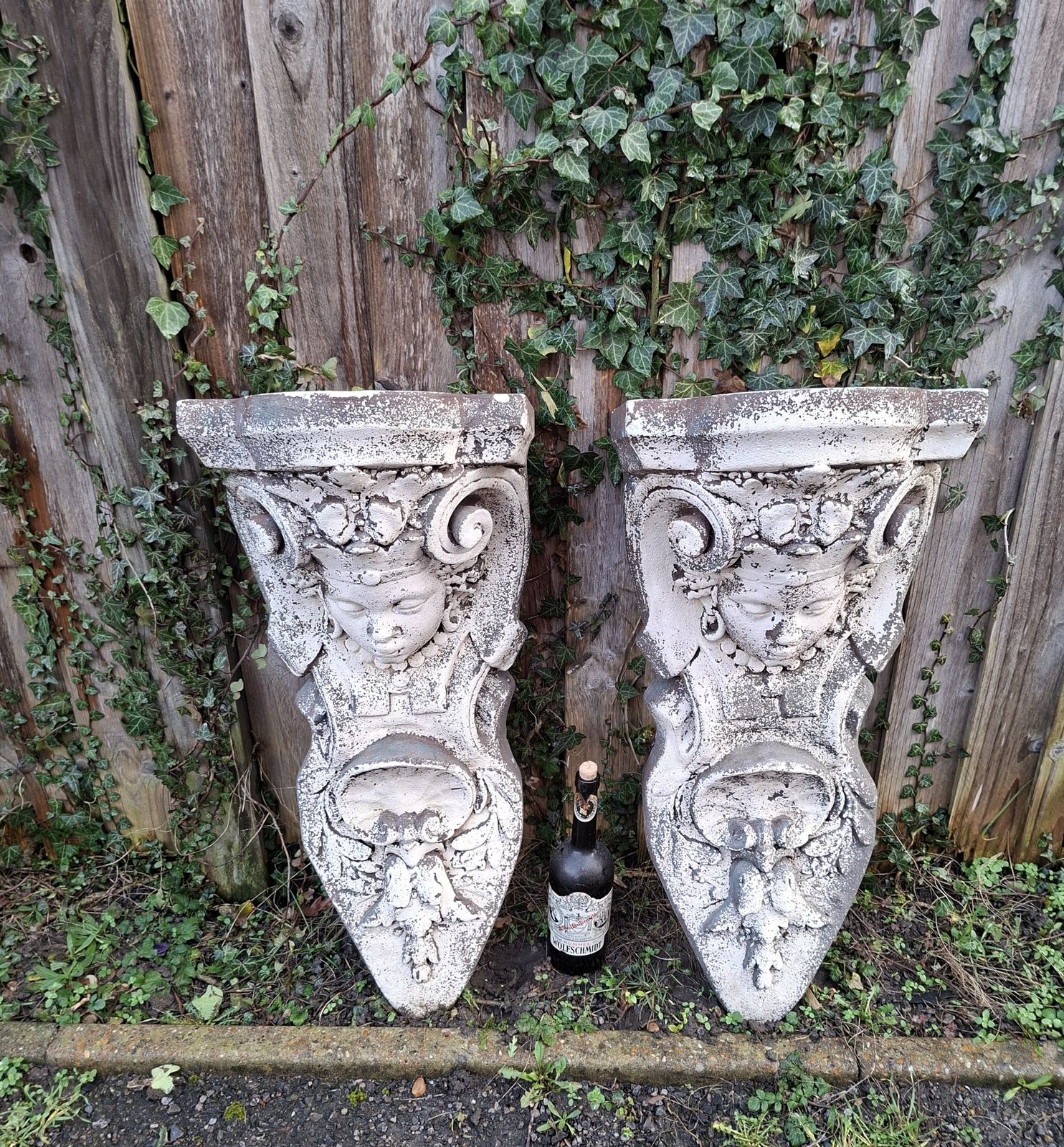 Large Pair Of Antique French Stone Corbels photo 425.0