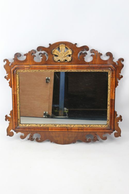 George II Walnut “Chippendale” Fretwork Mirror photo furniture