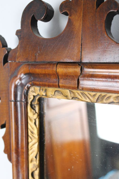 George II Walnut “Chippendale” Fretwork Mirror photo vintage
