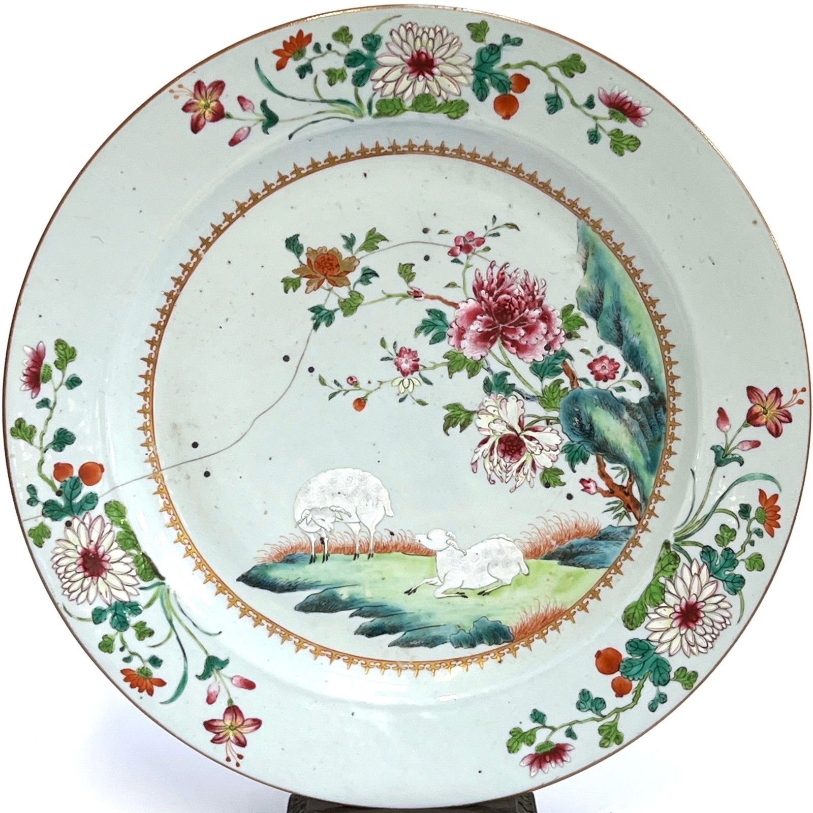 Huge! 18thc Chinese Export Qianlong Period Famille Rose Porcelain Charger Plate