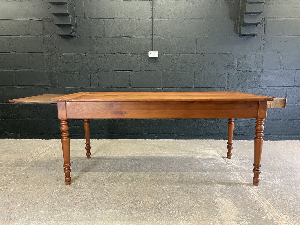 Antique French Fruit Wood Dining Table With Bread Slide photo furniture