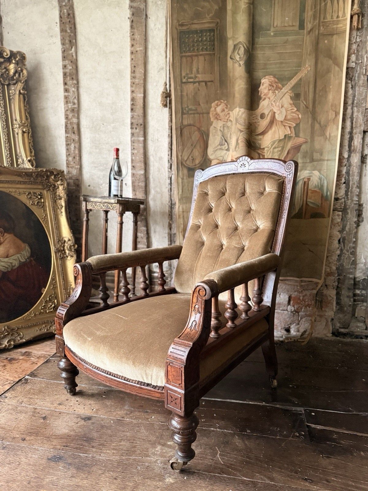Substancial Original Antique Mahogany Gentlman's Fireside Library Armchair Chair photo Furniture