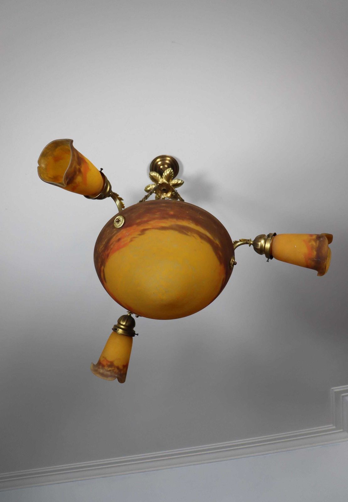 photo furniture Glass Art Deco Chandelier By Muller Freres , France (St.274)