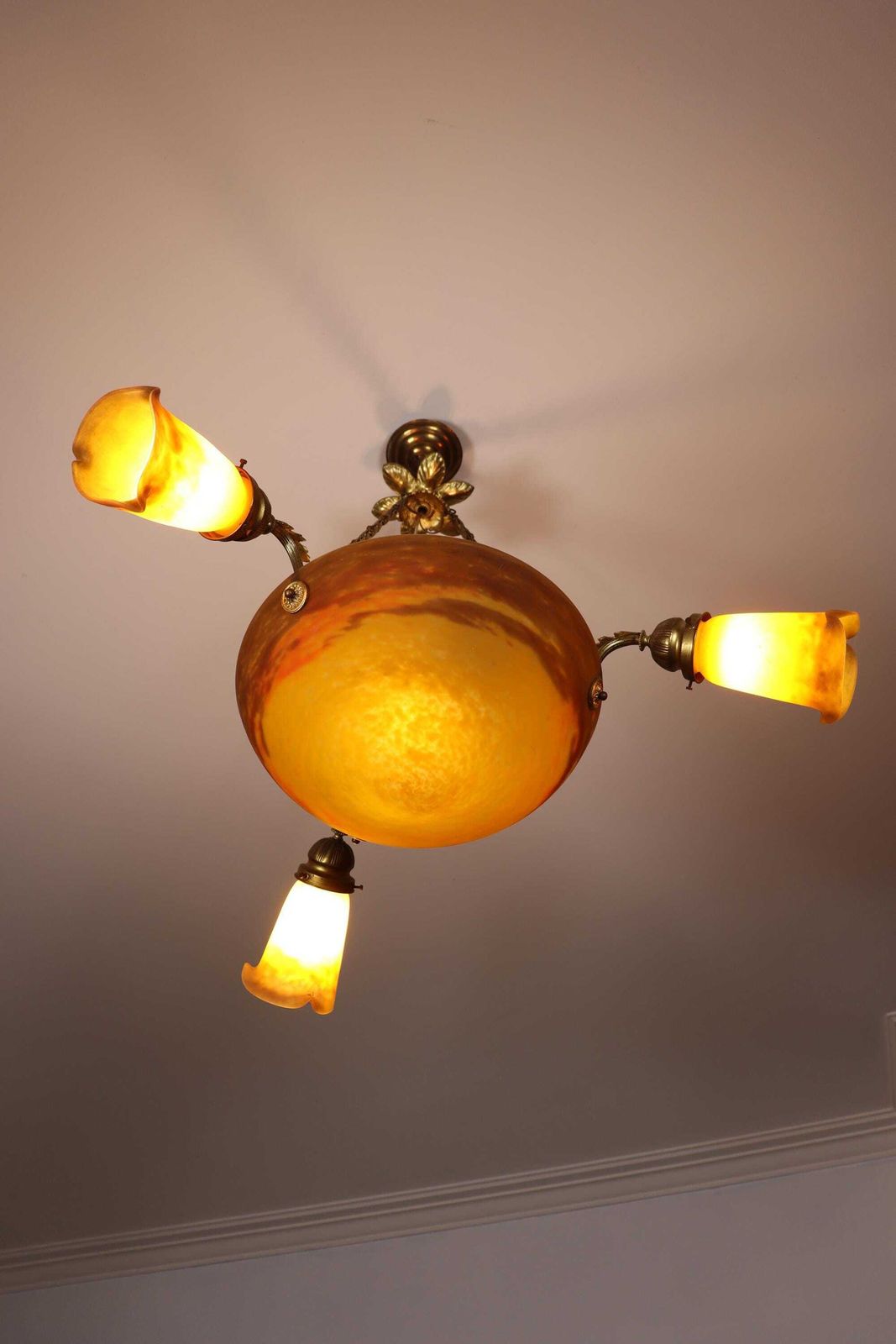 photo for sale Glass Art Deco Chandelier By Muller Freres , France (St.274)