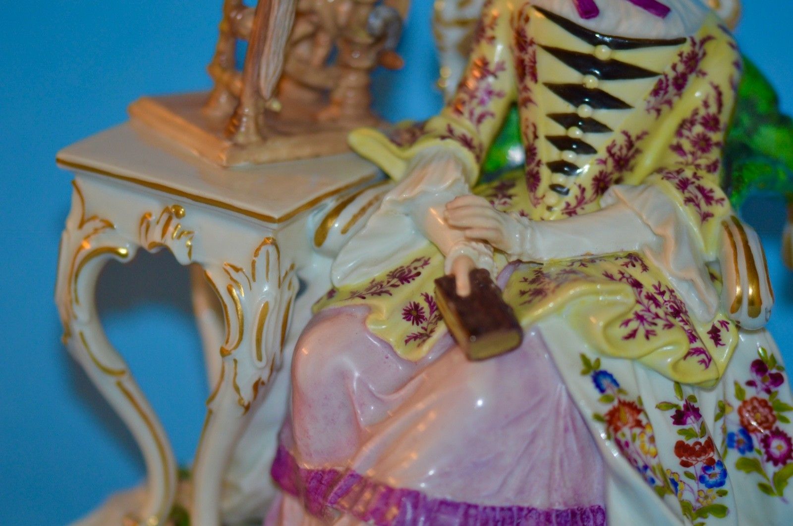 photo for sale Meissen Porcelain Figure Of  Lady With Spinning Wheel  C1750