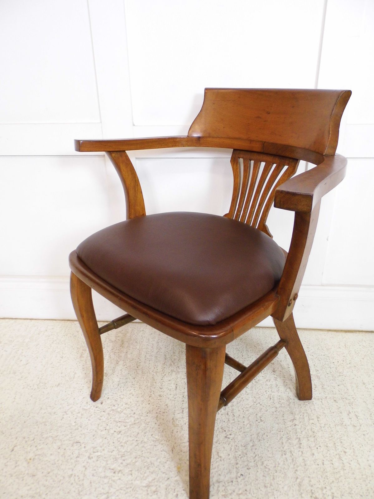 Antique Vintage Captains Mahogany Ex Raf Desk Office Chair Grv 1920s photo buy