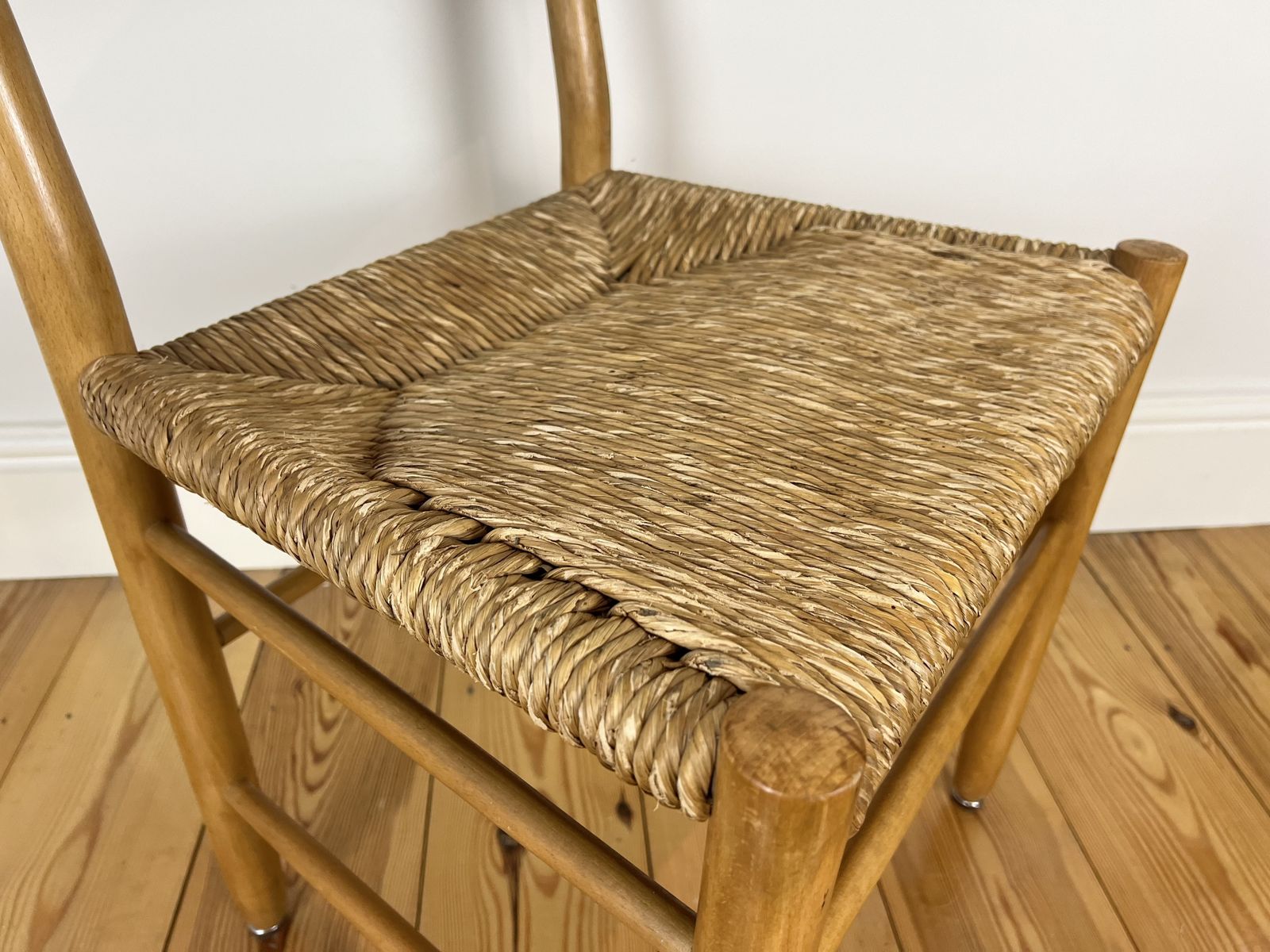 Furniture Vintage Mid Century Rush Dining Chairs, Charlotte Perriand Style, C.1960 70   2 Available photo